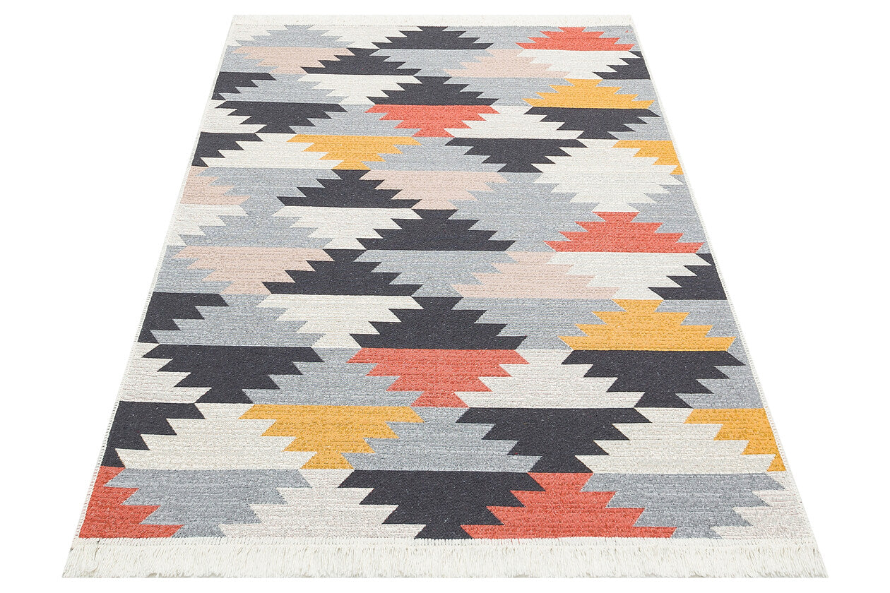 Arya AR 20 Çok Renkli - Yıkanabilir Çift Taraflı Modern Dokuma Kilim