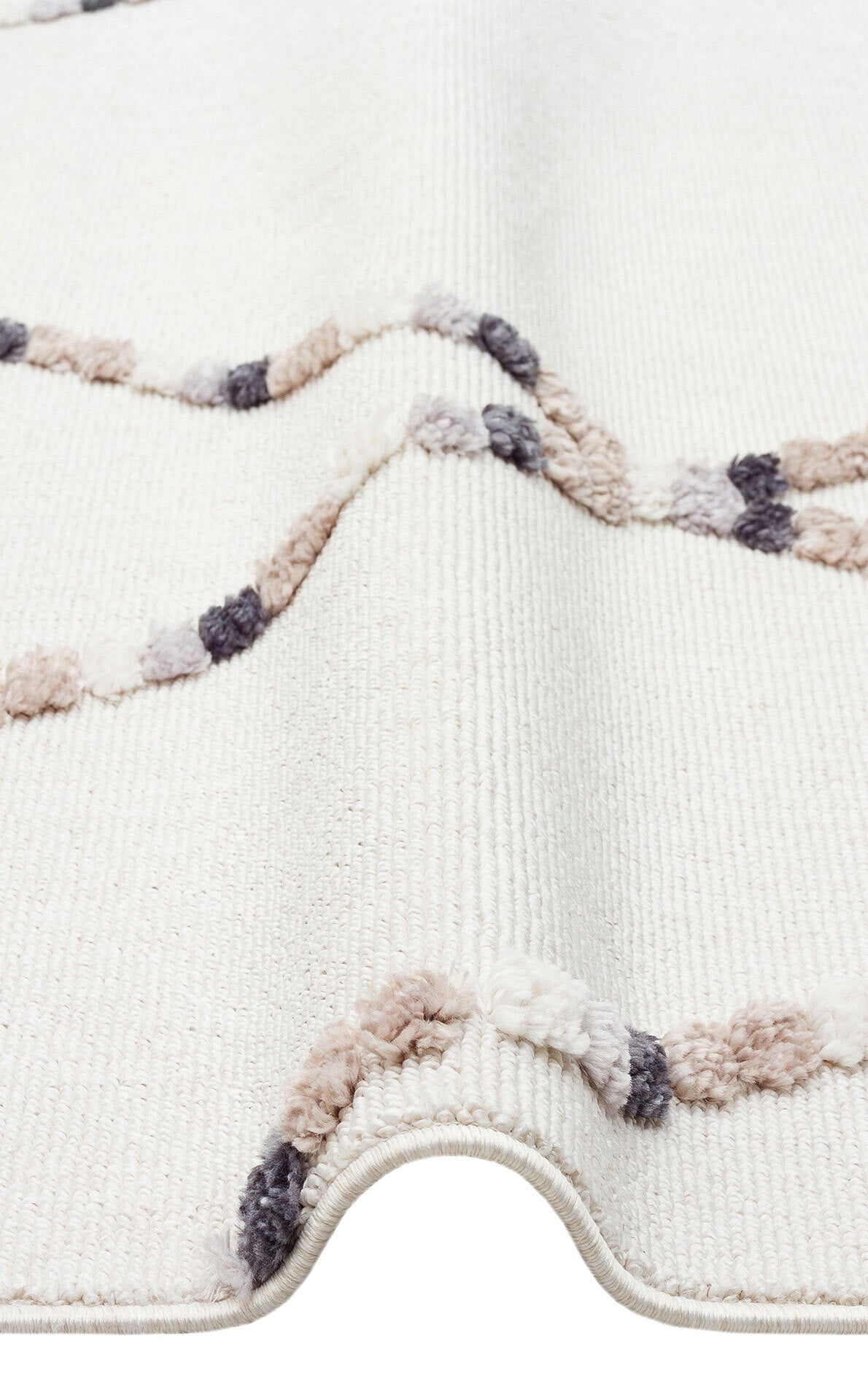 TRZ 04 WHITE BEIGE - TERAZZO - Hav Toz Vermez Yumuşak Dokulu Etnik Örgü Desenlere Sahip Modern İskindinav Halı