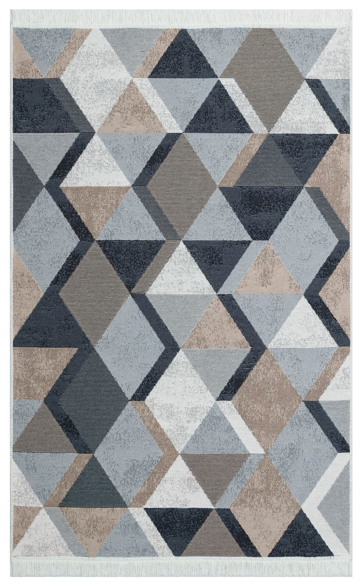 Arya AR 10 Bej Siyah - Yıkanabilir Çift Taraflı Modern Dokuma Kilim