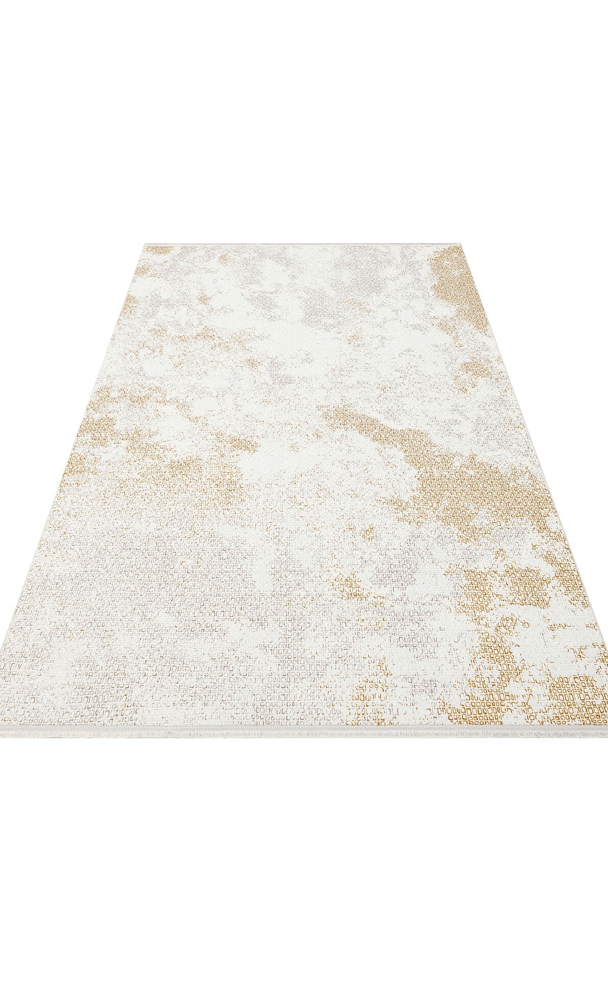 ST 108 CREAM GOLD - SATEEN - Yıkanabilir Kaymaz Tabanlı Hav Vermez Sık Dokuma Modern Halı