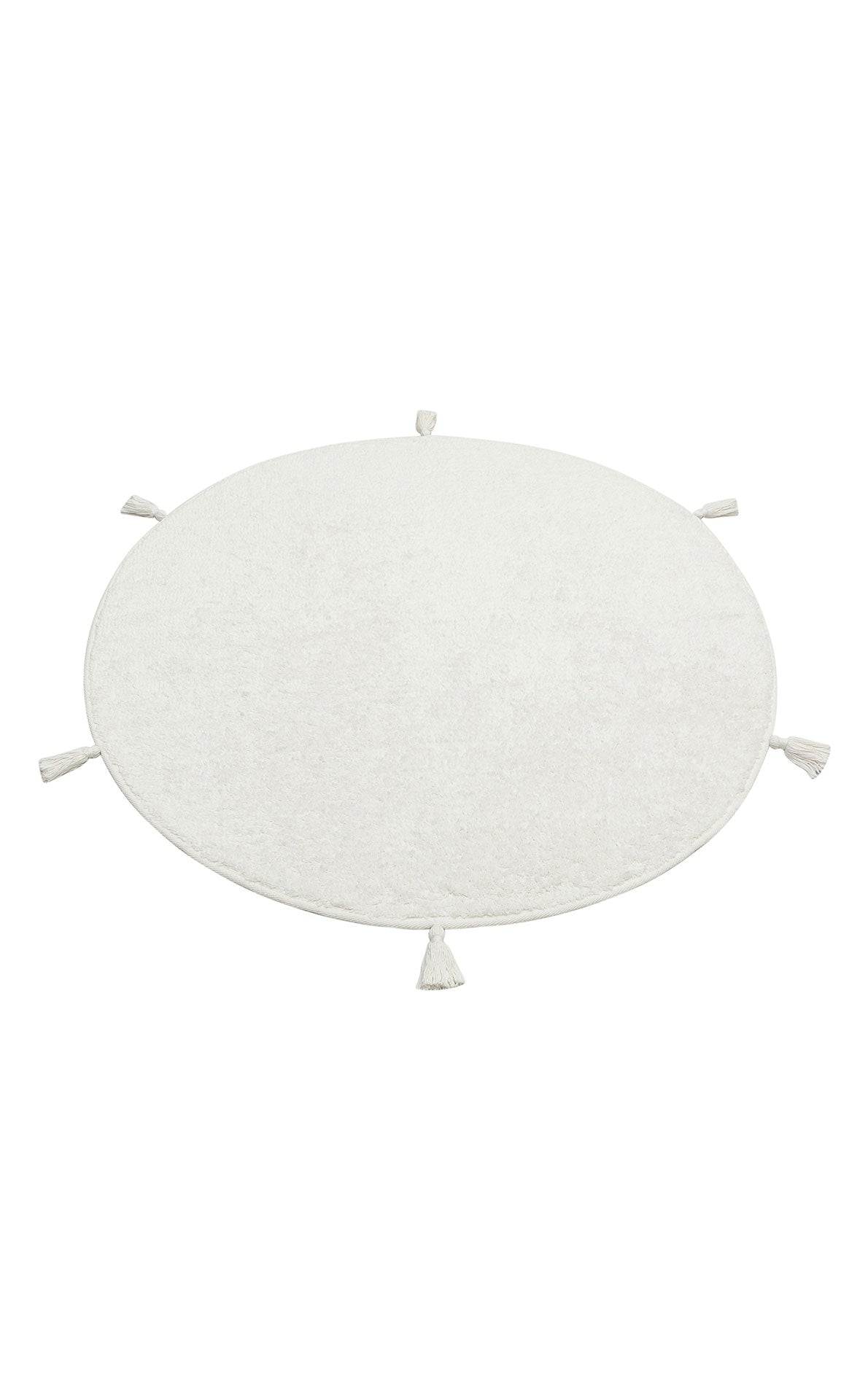 Cotton Boon CBN Plain Beyaz Yuvarlak Q120 - Yıkanabilir Kaymaz Naturel Pamuk Bebek Halısı