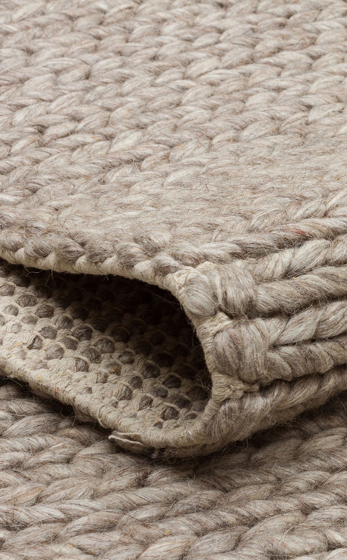 BASKETWEAVE BROWN - JADE - Naturel Kazak Örgü Desenli El Dokuma Örgü Halı