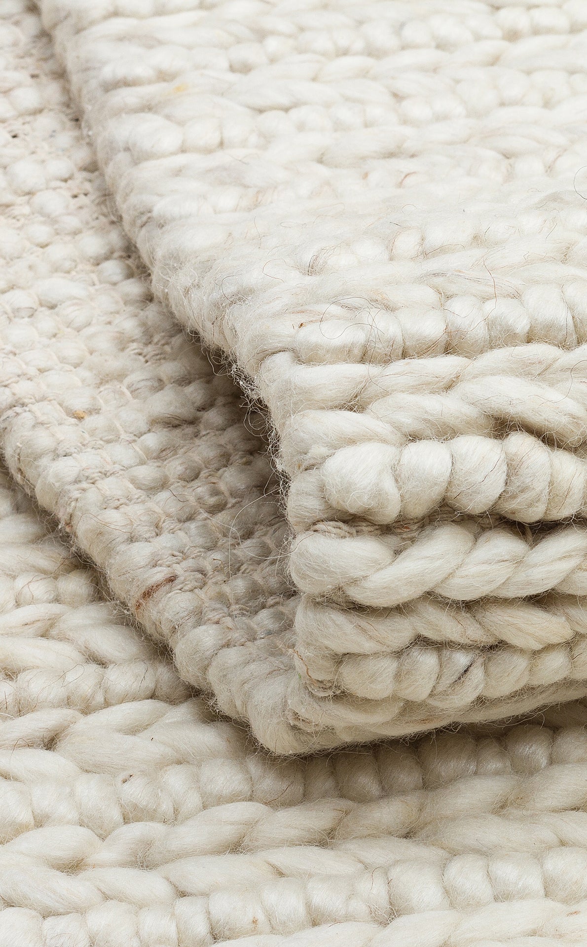 JD 07 L.BEIGE - JADE - Naturel Kazak Örgü Desenli El Dokuma Örgü Halı