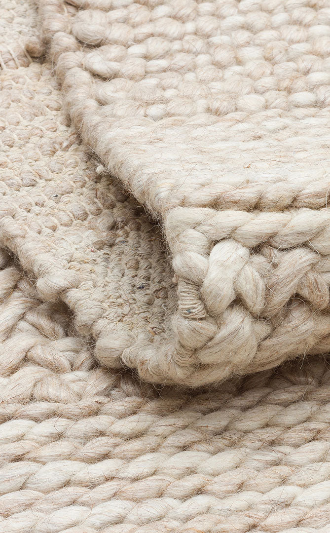 J352 BEIGE - JADE - Naturel Kazak Örgü Desenli El Dokuma Örgü Halı