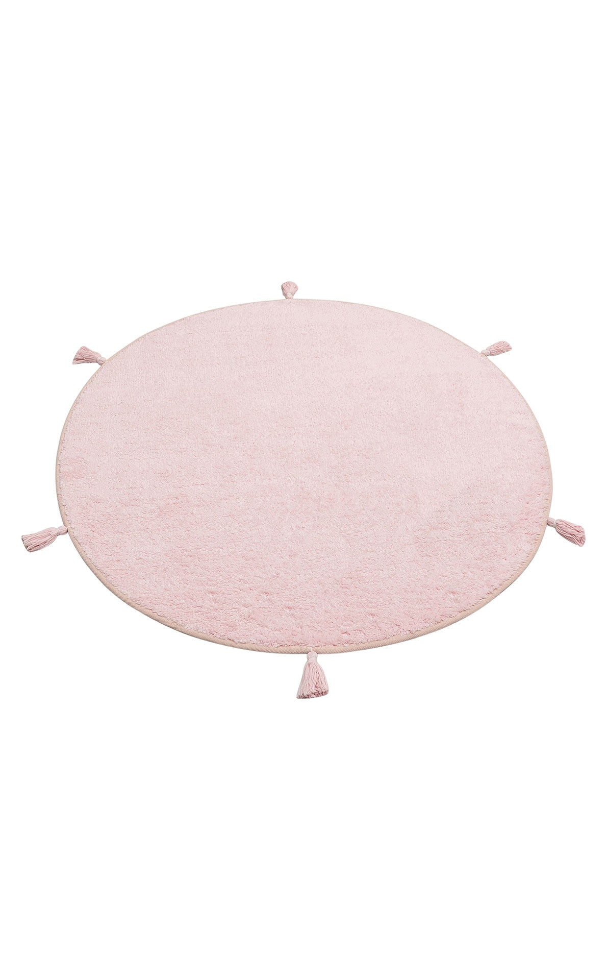 Cotton Boon CBN Plain Pembe Yuvarlak Q120 - Yıkanabilir Kaymaz Naturel Pamuk Bebek Halısı