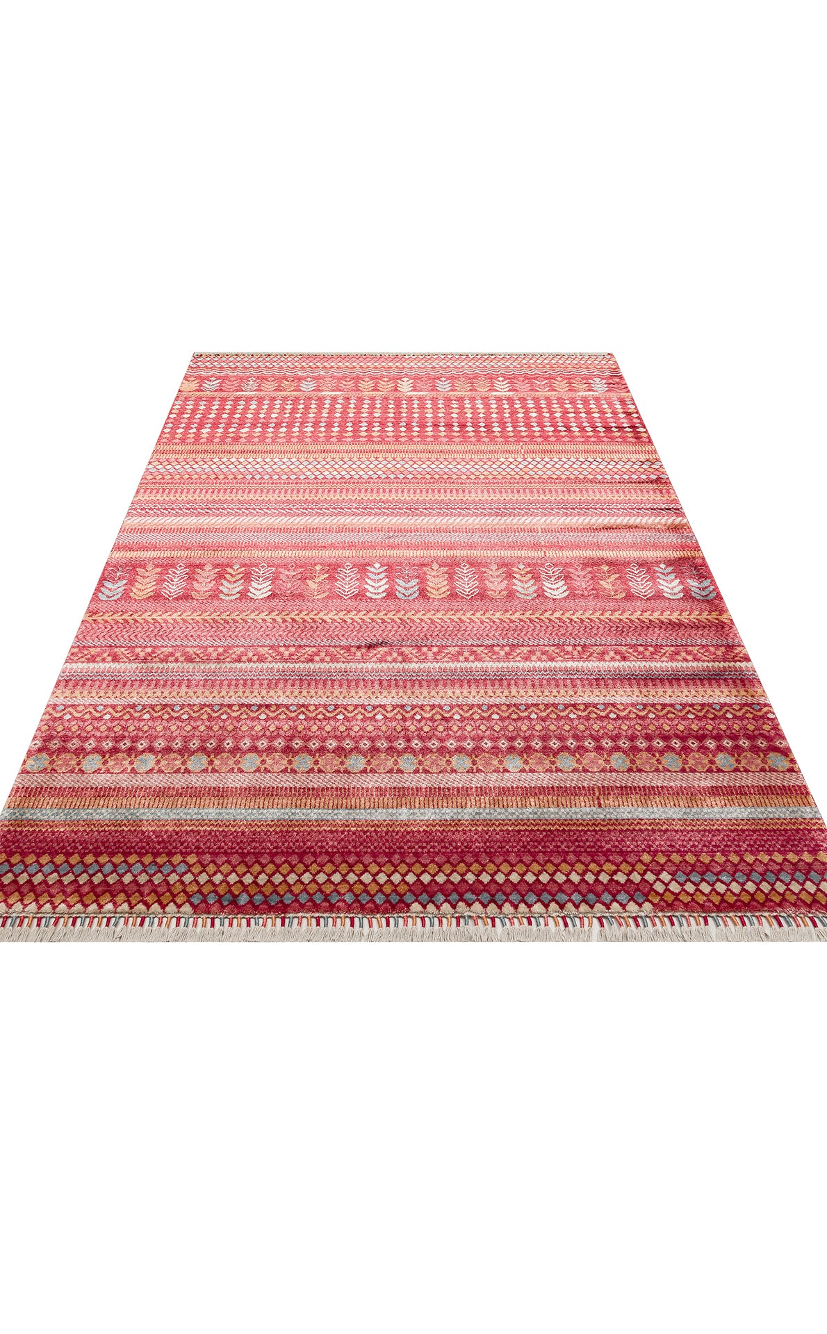 ZR 19 RED MULTY - ZARA - Otantik Desenli El Emeği ile Üretilen Modern Uşak Halısı