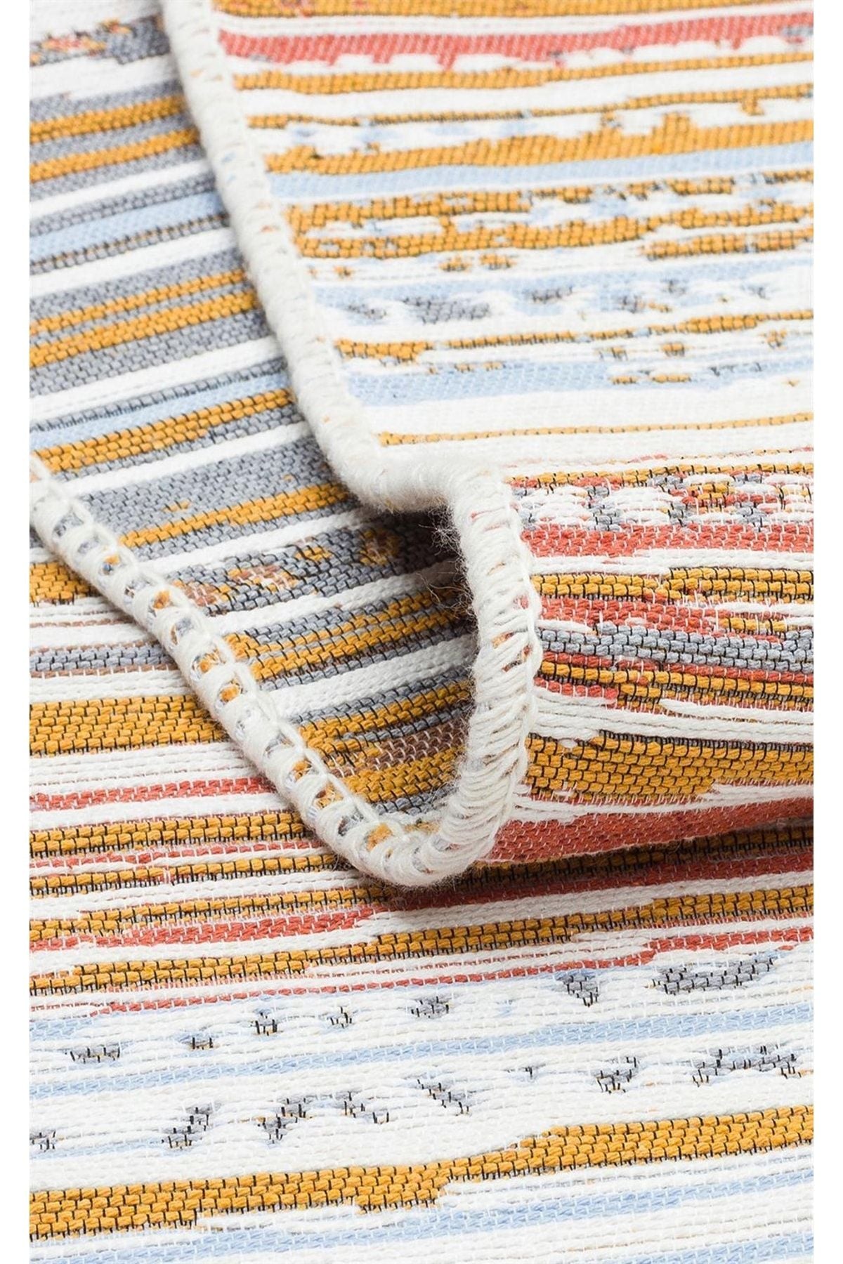 ARYA AR 35 Çok Renkli - Yıkanabilir Çift Taraflı Modern Desenli Dokuma Kilim
