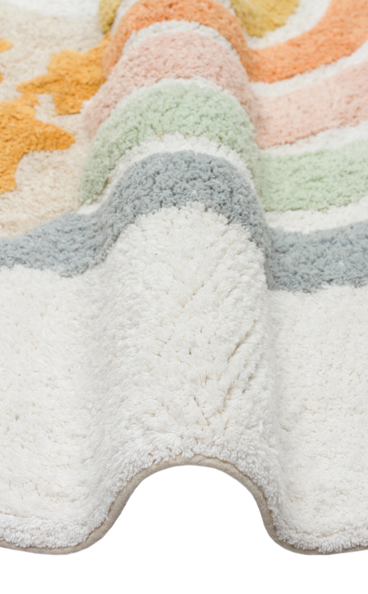 Cotton Boon XXW CBN 07 Çok Renkli Yuvarlak Q120 - Yıkanabilir Kaymaz Naturel Pamuk Bebek Halısı