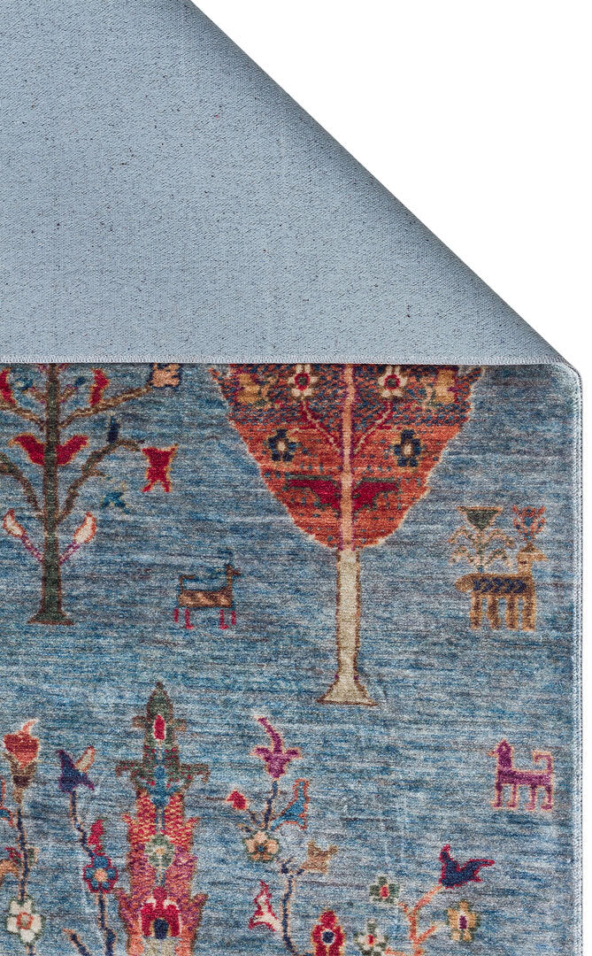 ATK 09 AQUA - ANTIQUE - Kolay kullanımlı Kaymaz Karabağ ve Antik Desenlere Sahip Yıkanabilir Makine Halısı
