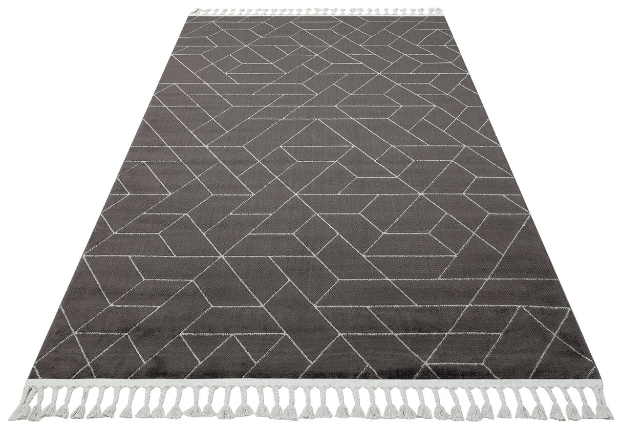 URB 03 BLACK GREY - URBAN - Etnik Desenlere Sahip Hav Toz Vermez Yumuşak Dokulu Modern Halı