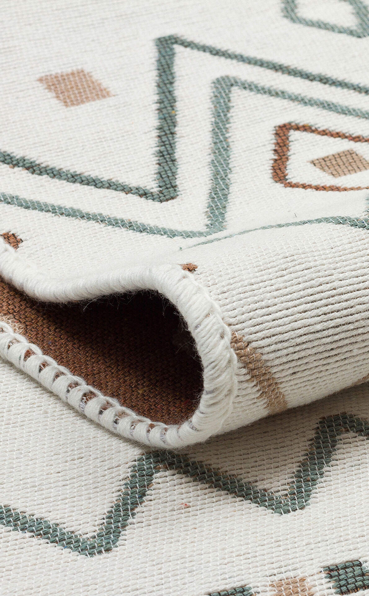 Arya AR 05 Bej Mavi - Yıkanabilir Çift Taraflı Modern Dokuma Kilim