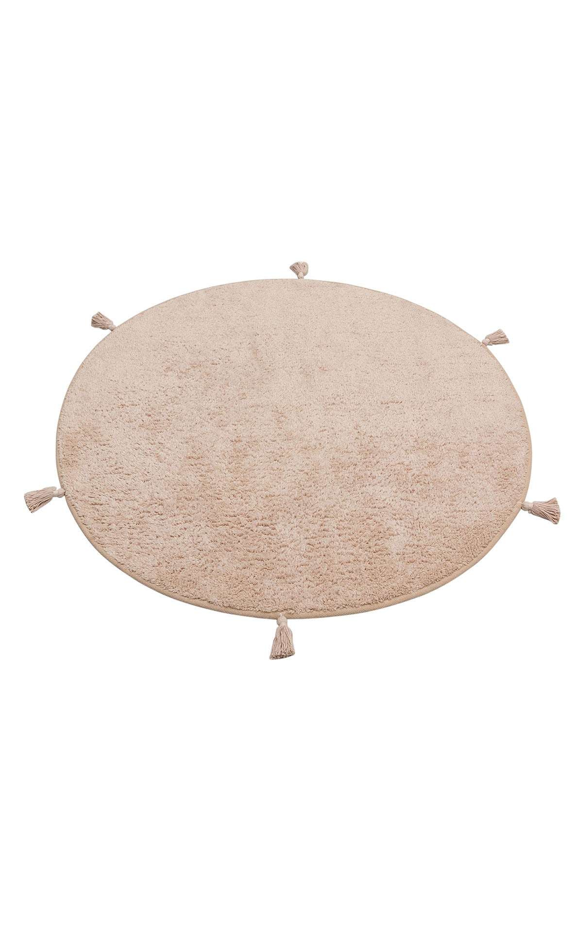 Cotton Boon CBN Plain Bej Yuvarlak Q120 - Yıkanabilir Kaymaz Naturel Pamuk Bebek Halısı