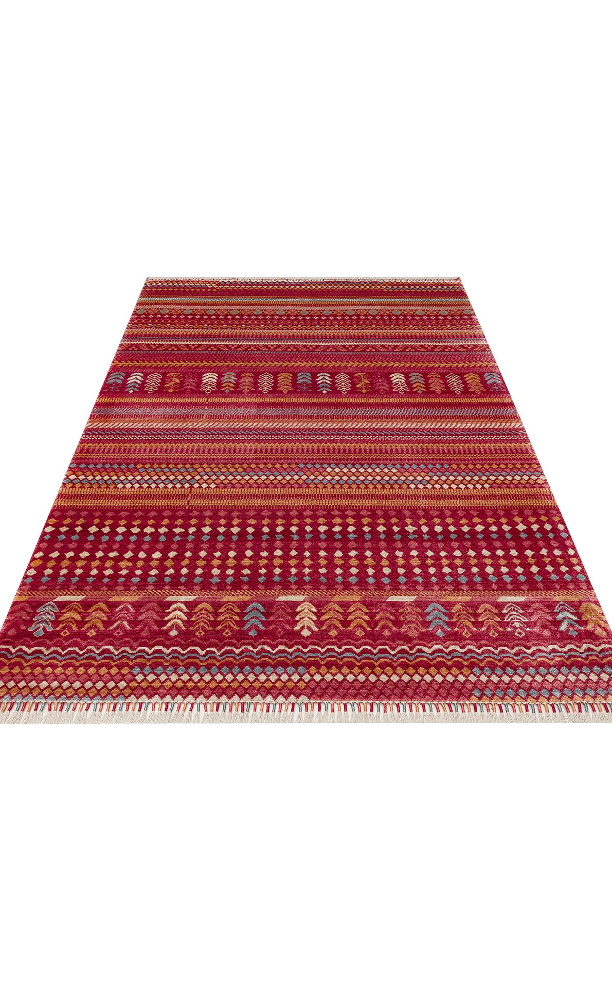 ZR 19 RED MULTY - ZARA - Otantik Desenli El Emeği ile Üretilen Modern Uşak Halısı