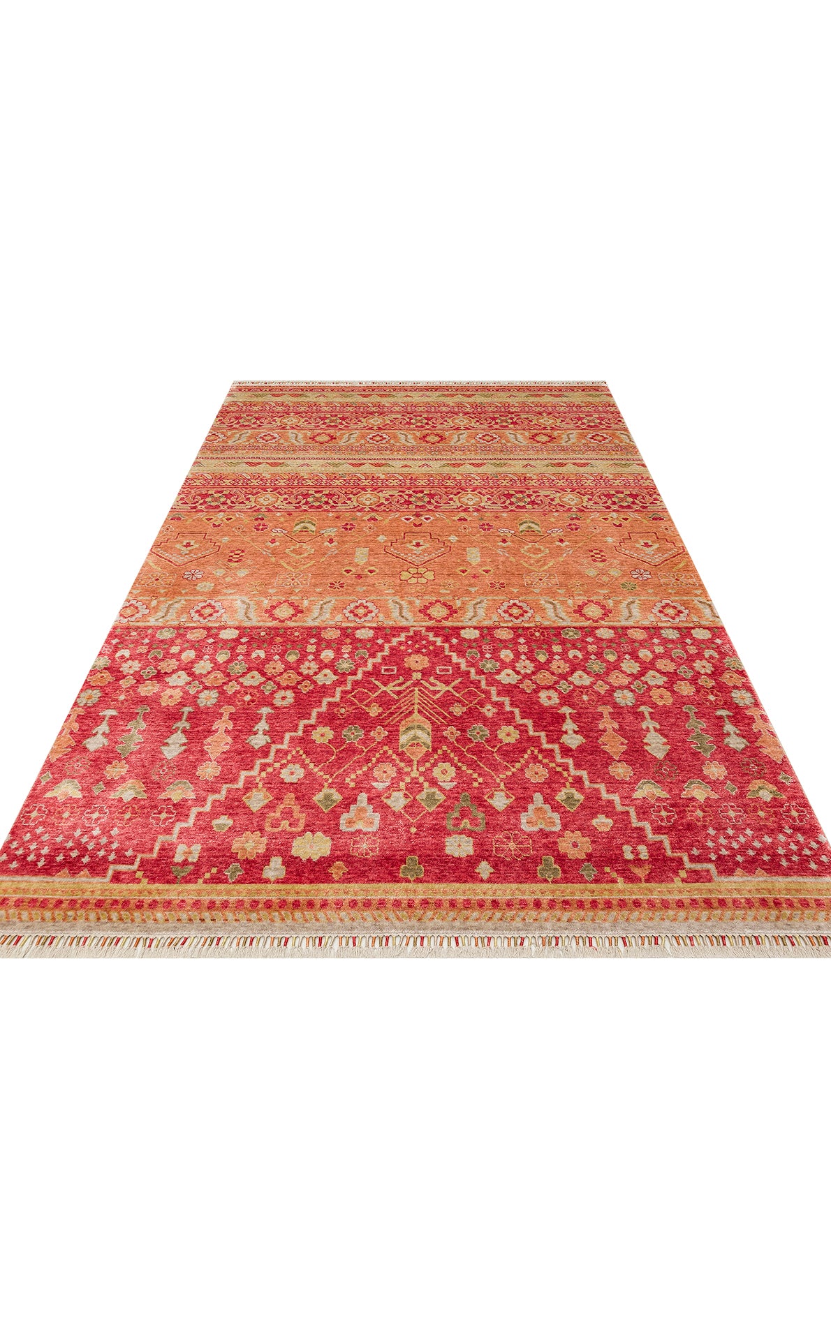 ZR 17 RED AUTUMN - Otantik Desenli El Emeği ile Özel Tezgahlarda Üretilen Modern Uşak Halısı