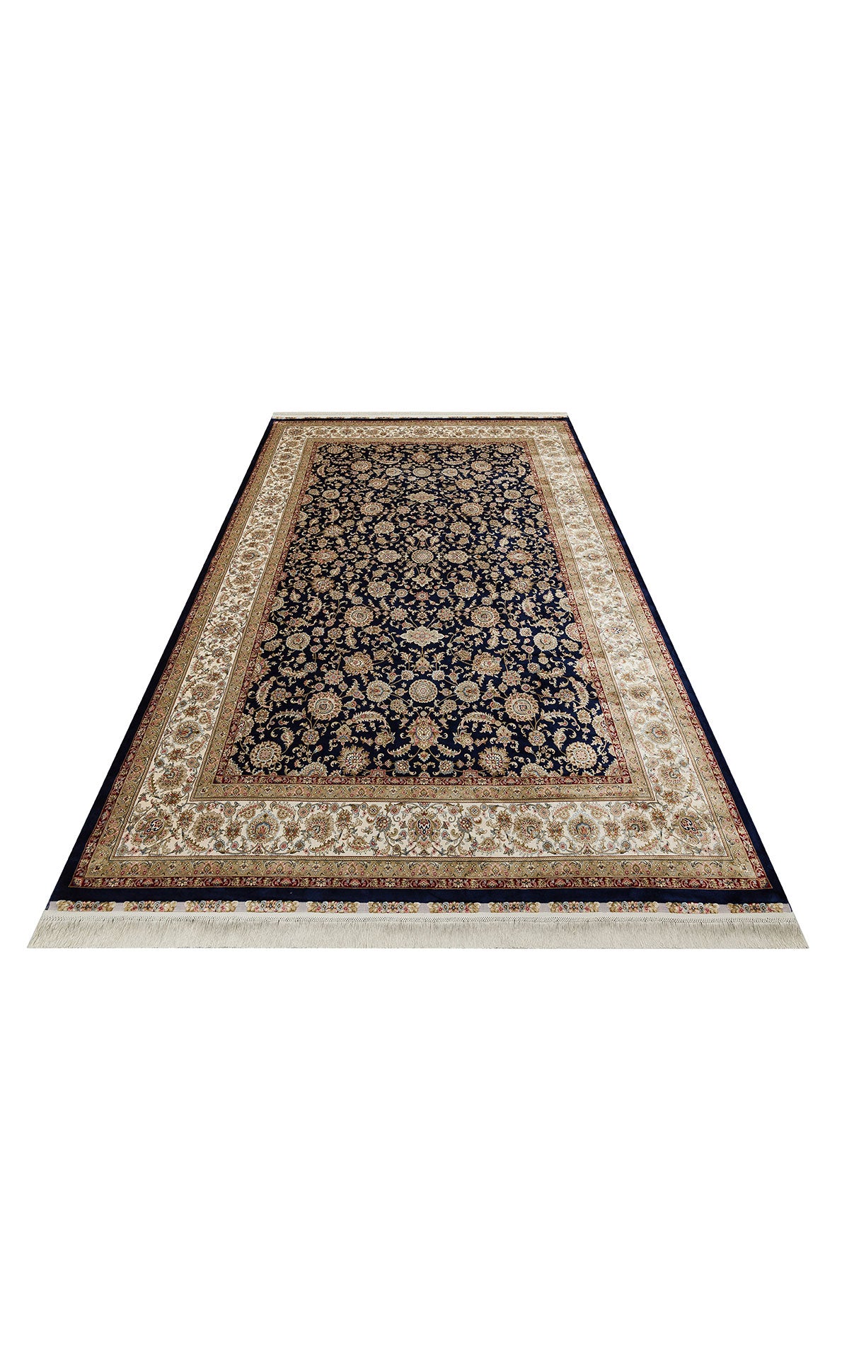 ISF 03 NAVY CREAM - ISFAHAN - Klasik Desenli Yüksek Kalite Sık Dokuma Makine Halısı
