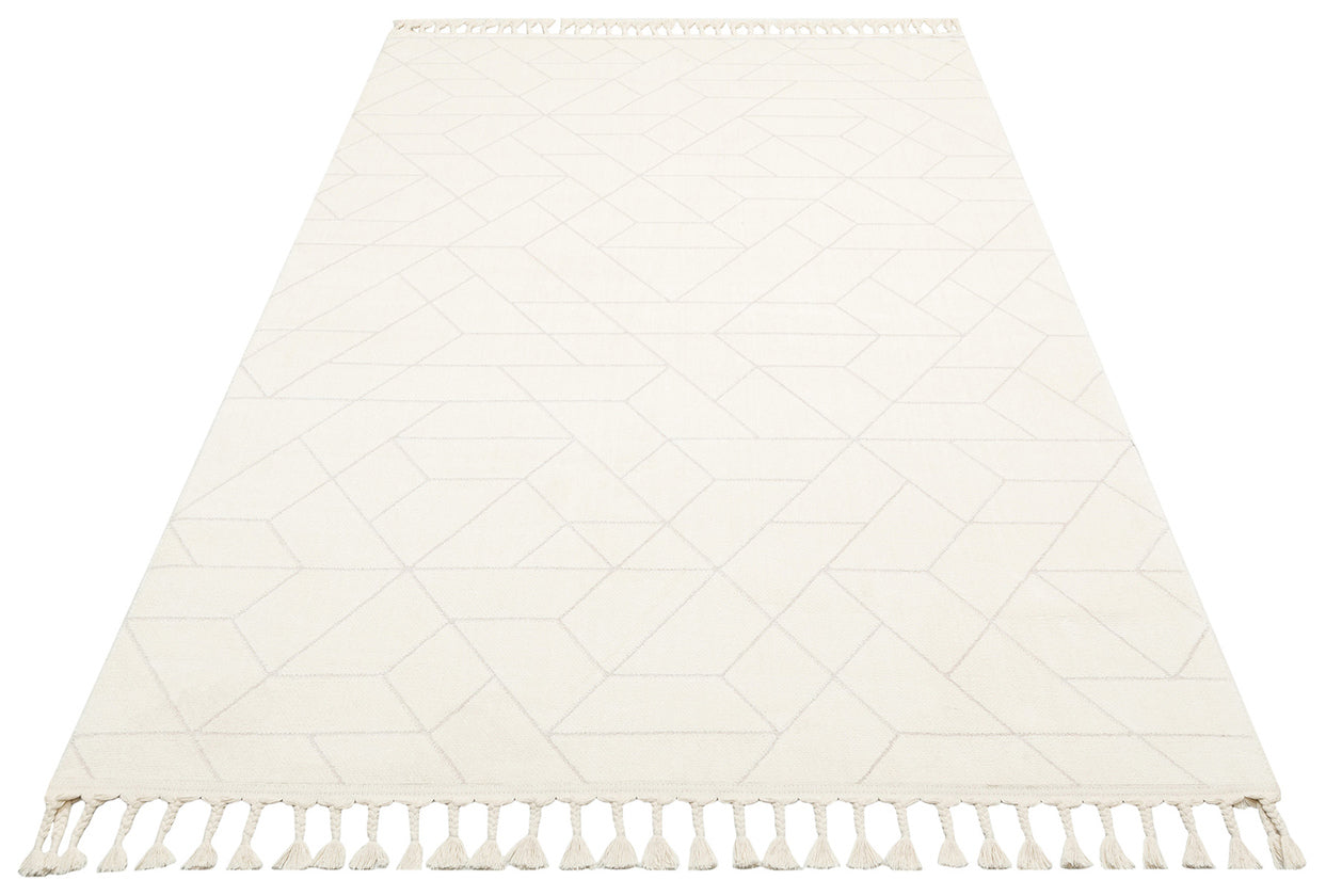 URB 03 WHITE - URBAN - Etnik Desenlere Sahip Hav Toz Vermez Yumuşak Dokulu Modern Halı