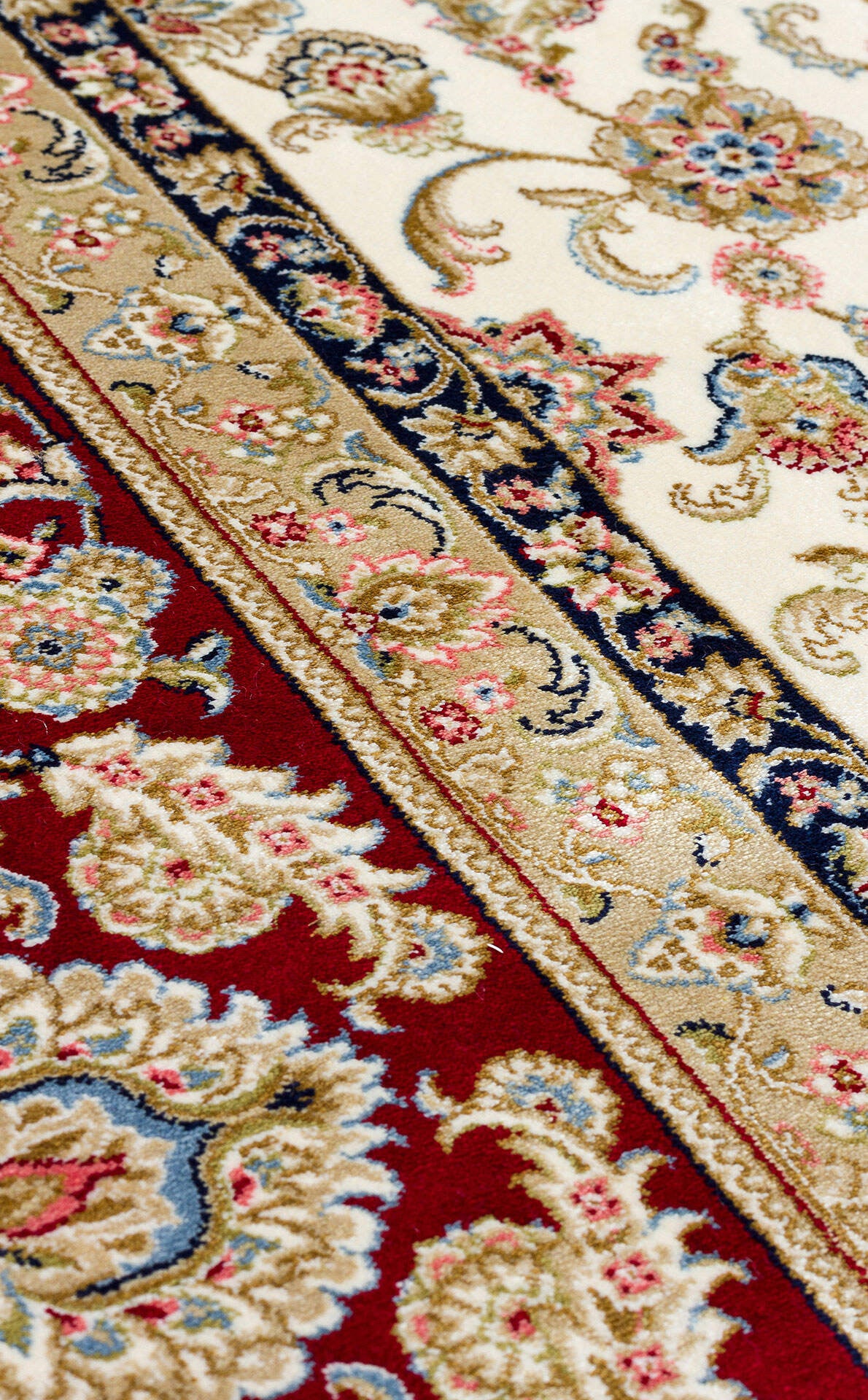 Isfahan Seccade ISF 03 Krem Kırmızı - Viskon Klasik Desenli Seccade Sık Dokuma Seccade