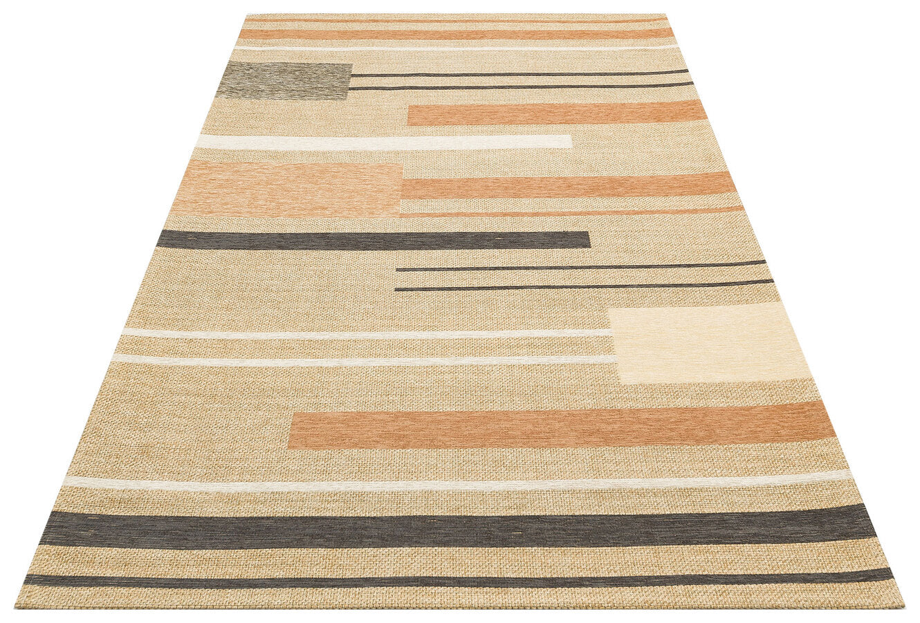 BRK 06 NATURAL TERRA - BROOKLYN - Hasır Görünümlü Kaymaz Renkli Dokuma Modern Kilim