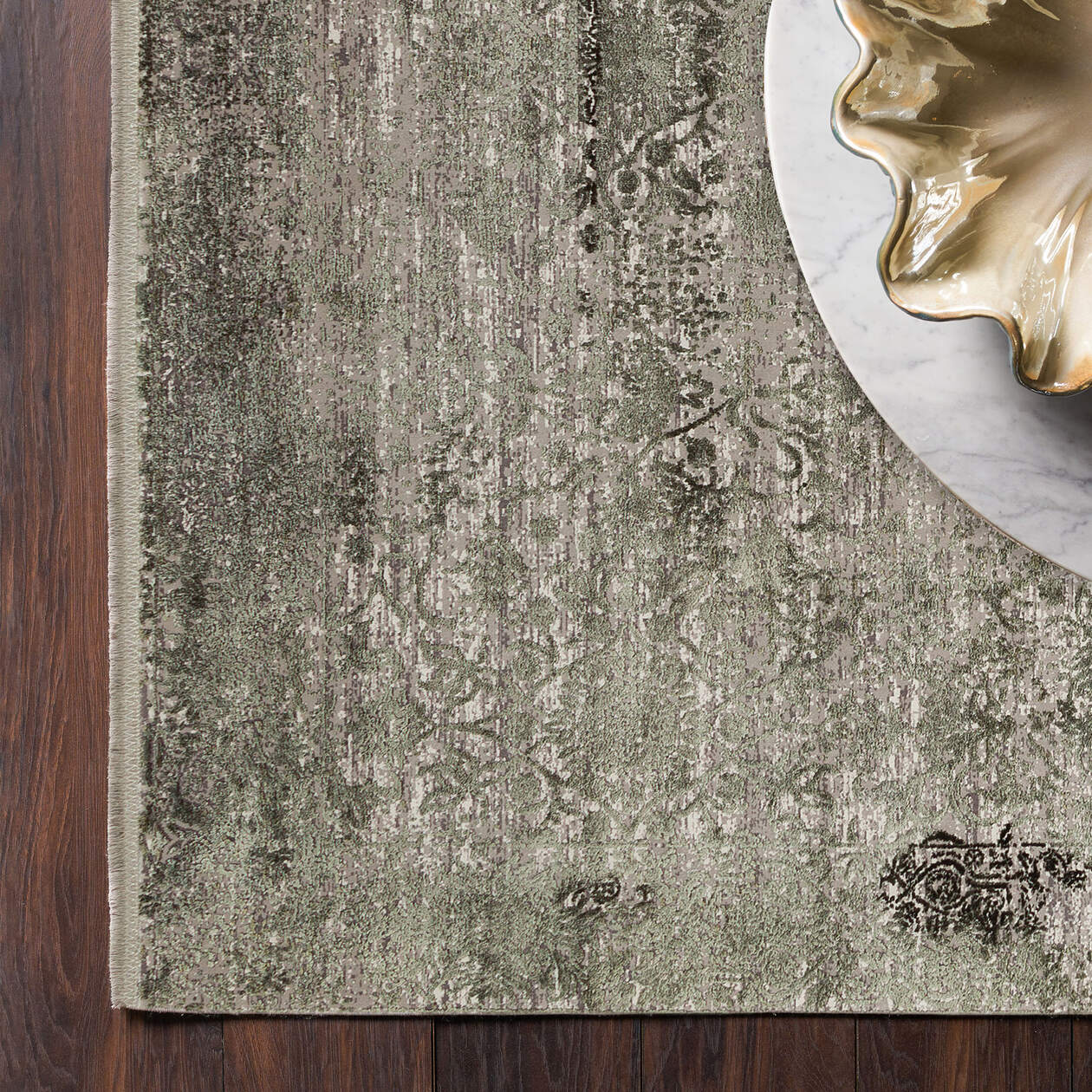 FRESCO DYED FSD 01 Yeşil - Eskitme Dokulu Işıltılı Salon Halısı