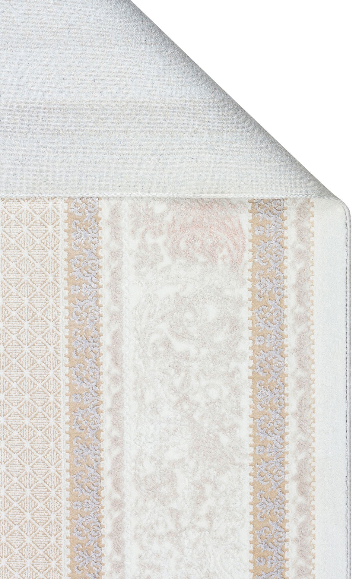 ST 104 BEIGE - SATEEN - Yıkanabilir Kaymaz Tabanlı Hav Vermez Sık Dokuma Modern Halı