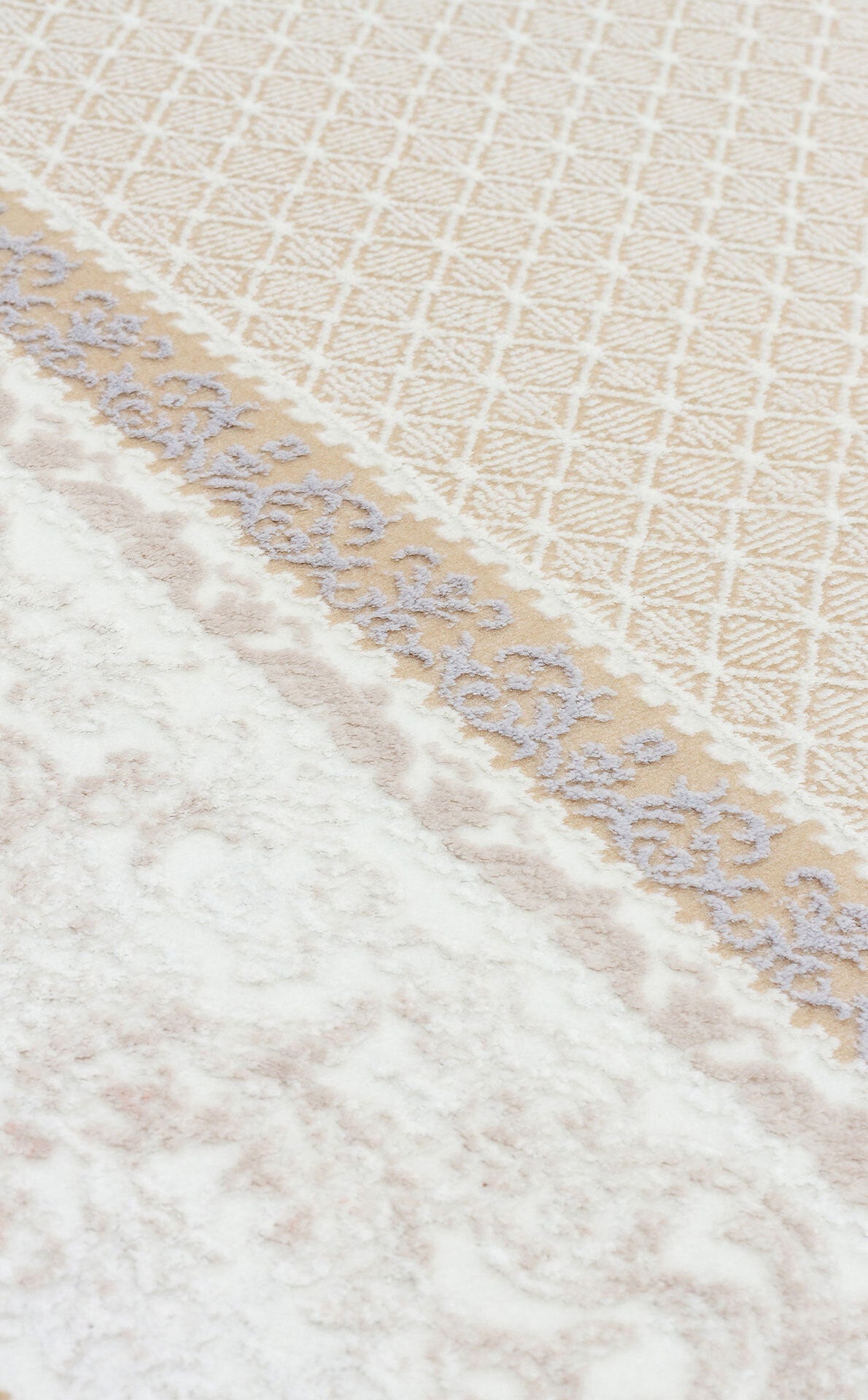 ST 104 BEIGE - SATEEN - Yıkanabilir Kaymaz Tabanlı Hav Vermez Sık Dokuma Modern Halı