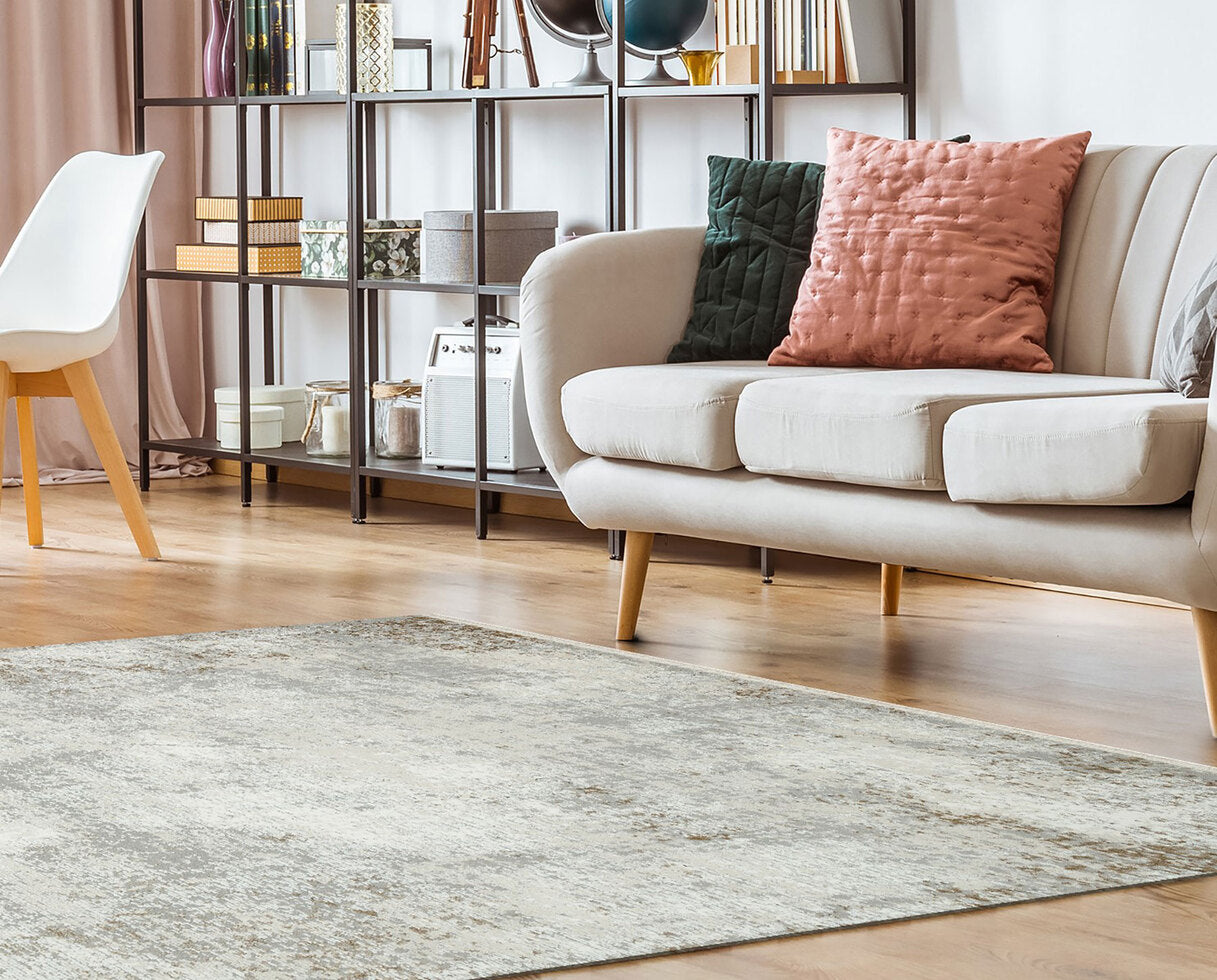 LGS 05 GREY BEIGE XW - LAGOS XW - Hav Toz Vermez Eskitme Desenli Modern Makine Halısı