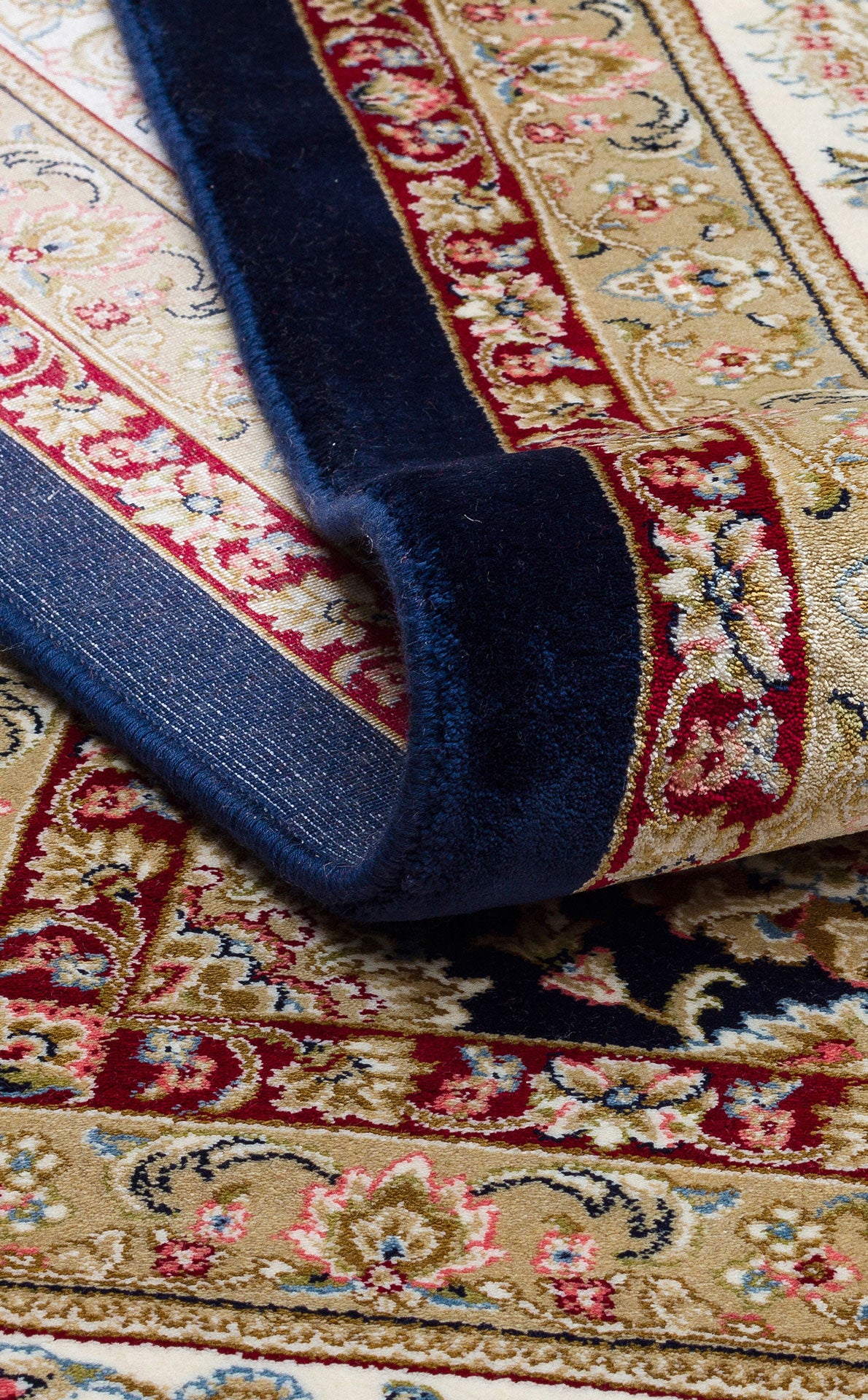 ISF 03 NAVY CREAM - ISFAHAN - Klasik Desenli Yüksek Kalite Sık Dokuma Makine Halısı