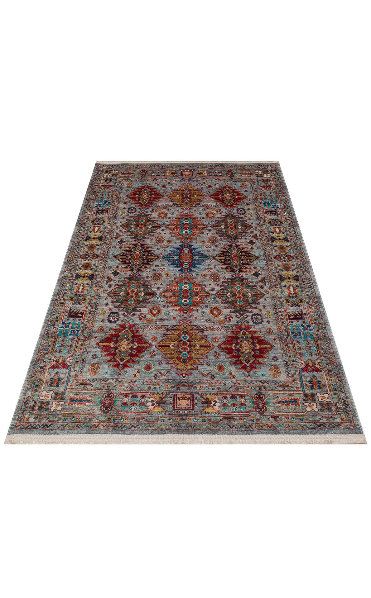 Antıque ATK 06 Aqua - Yıkanabilir Kaymaz Antik Desenli Otantik Kilim