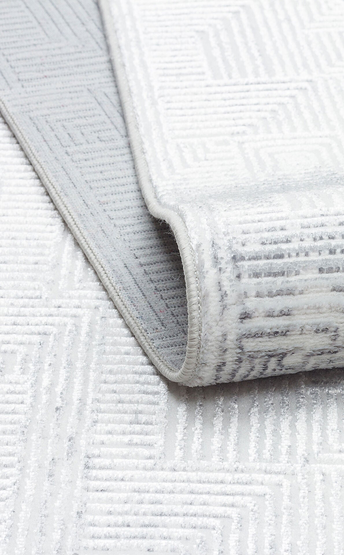ST 109 CREAM GREY - SATEEN - Yıkanabilir Kaymaz Tabanlı Hav Vermez Sık Dokuma Modern Halı