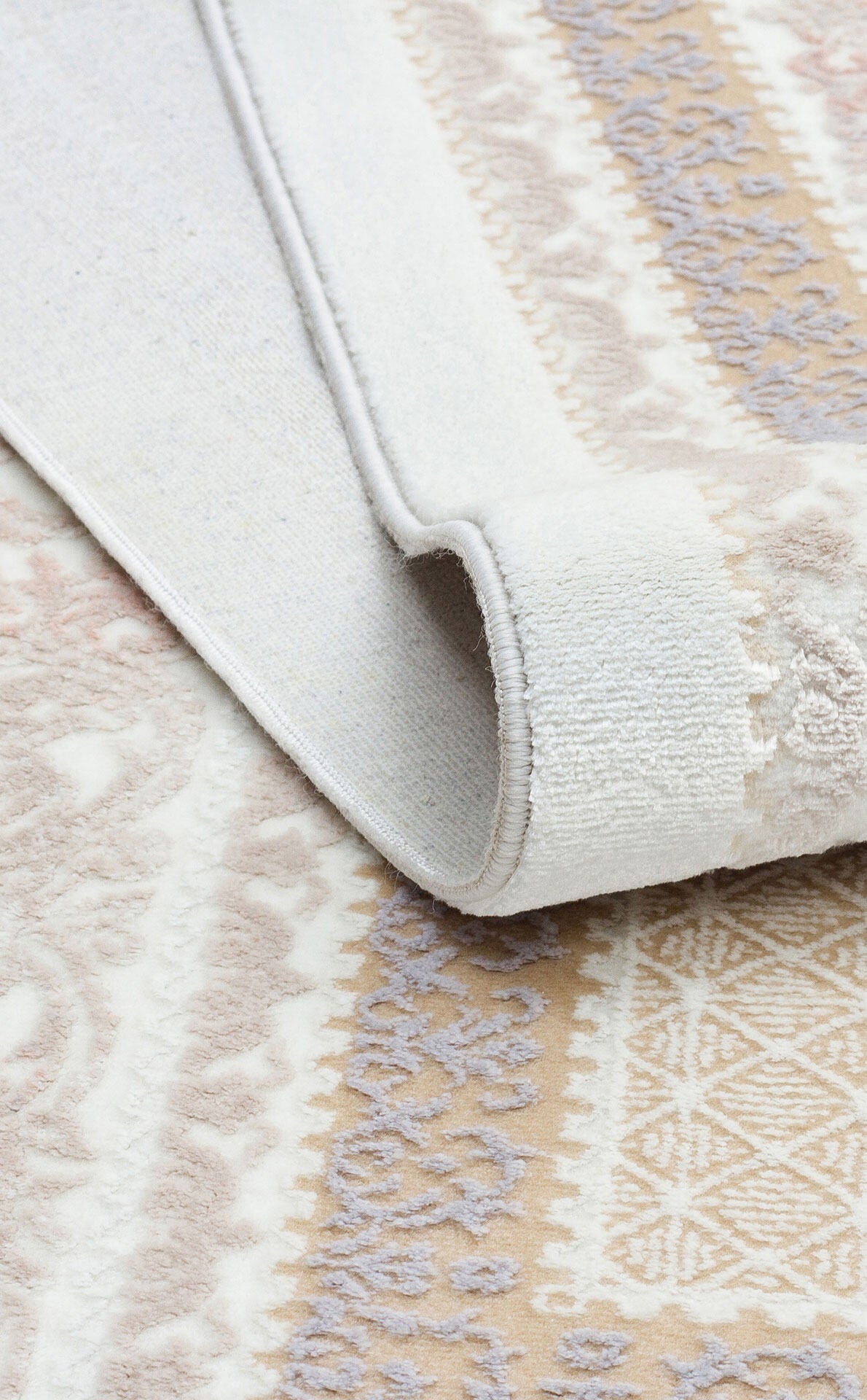 ST 104 BEIGE - SATEEN - Yıkanabilir Kaymaz Tabanlı Hav Vermez Sık Dokuma Modern Halı