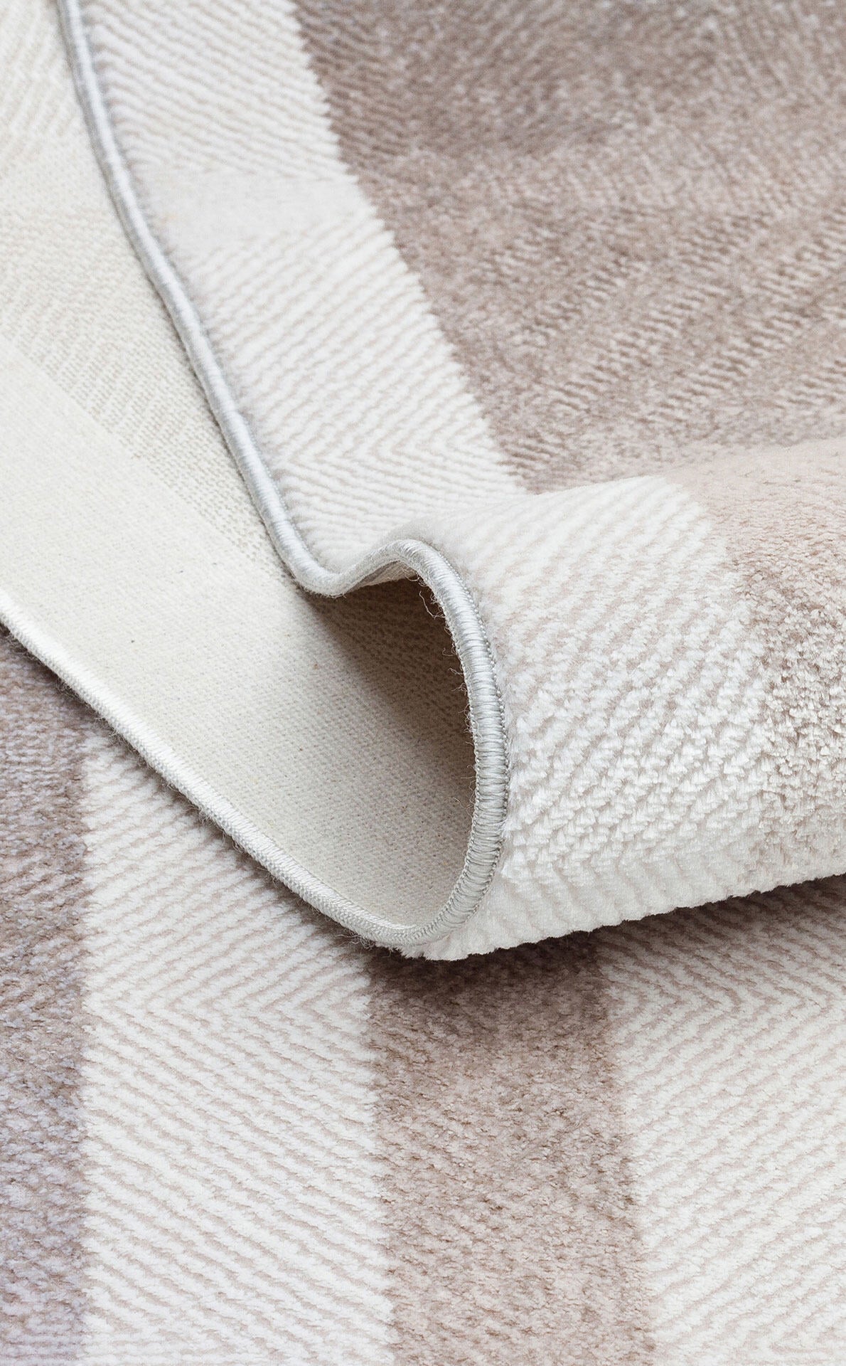 ST 103 CREAM GREY - SATEEN - Yıkanabilir Kaymaz Tabanlı Hav Vermez Sık Dokuma Modern Halı