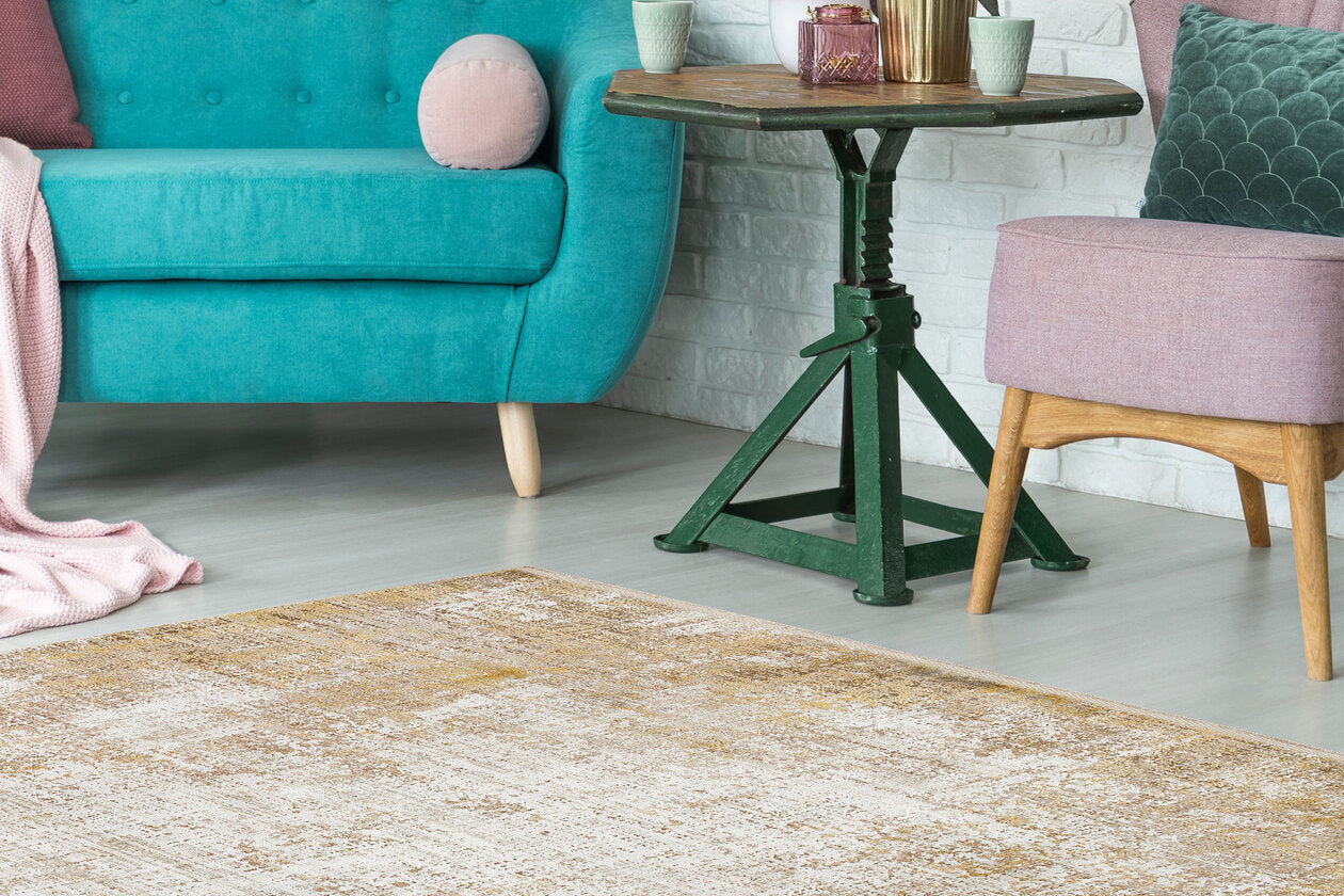 FRESCO XW FS 27 Bej - Eskitme Dokulu Işıltılı Salon Halısı