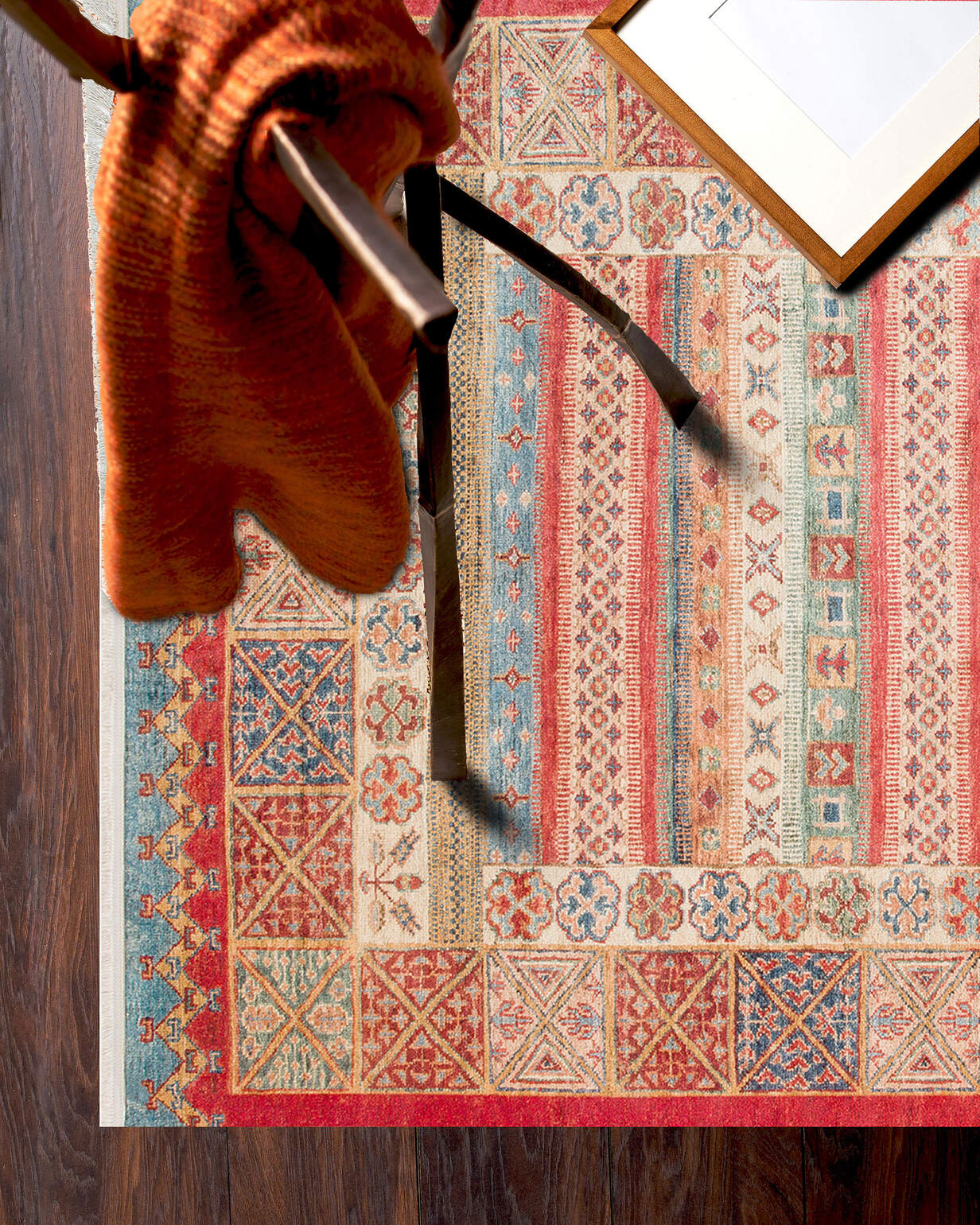 Antıque ATK 04 Çok Renkli - Yıkanabilir Kaymaz Antik Desenli Otantik Kilim