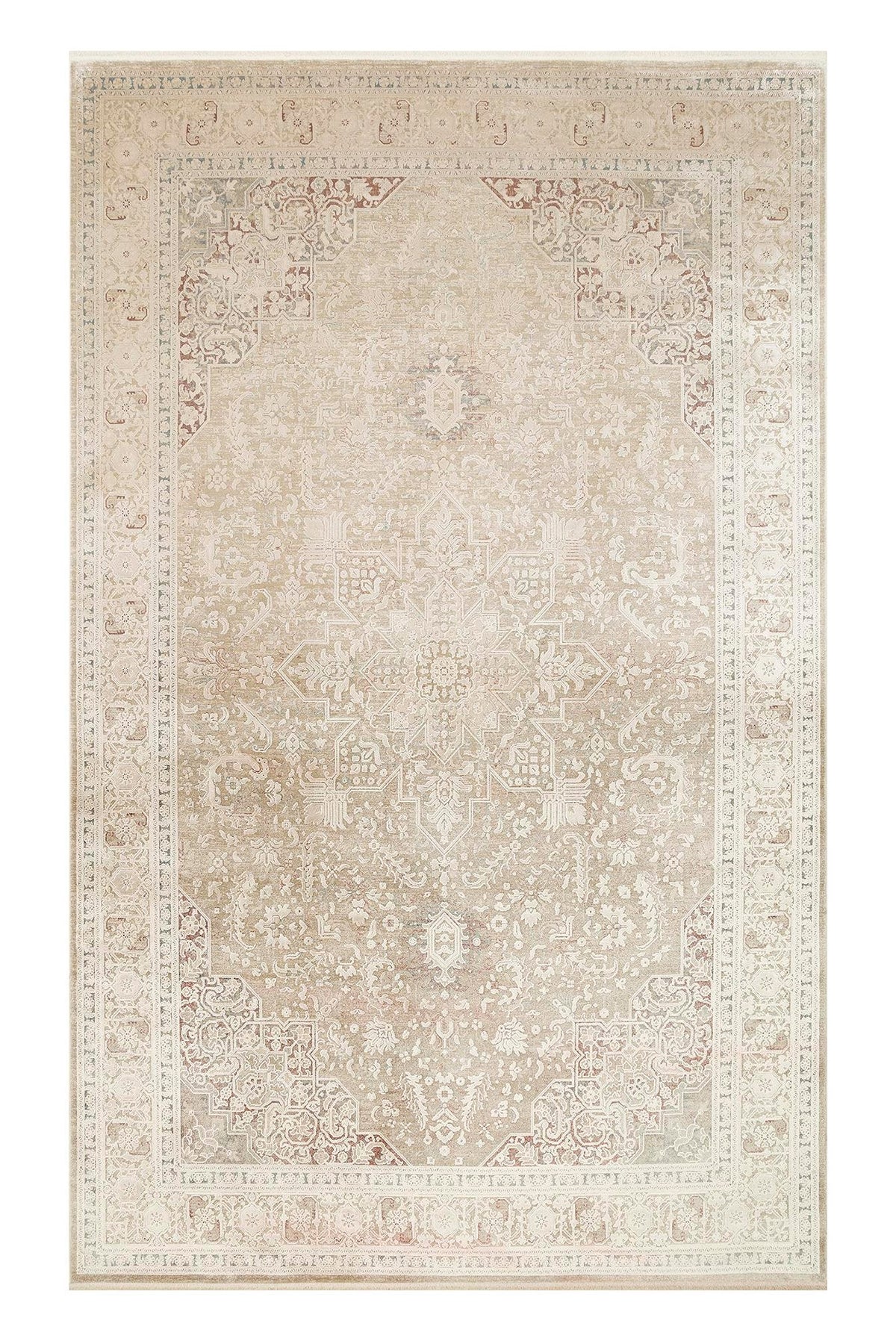 BBL 02 BEIGE - BABIL - Yumuşak Dokulu Vintage Esintilere Sahip Over-dyed Sık Dokuma Salon Halısı