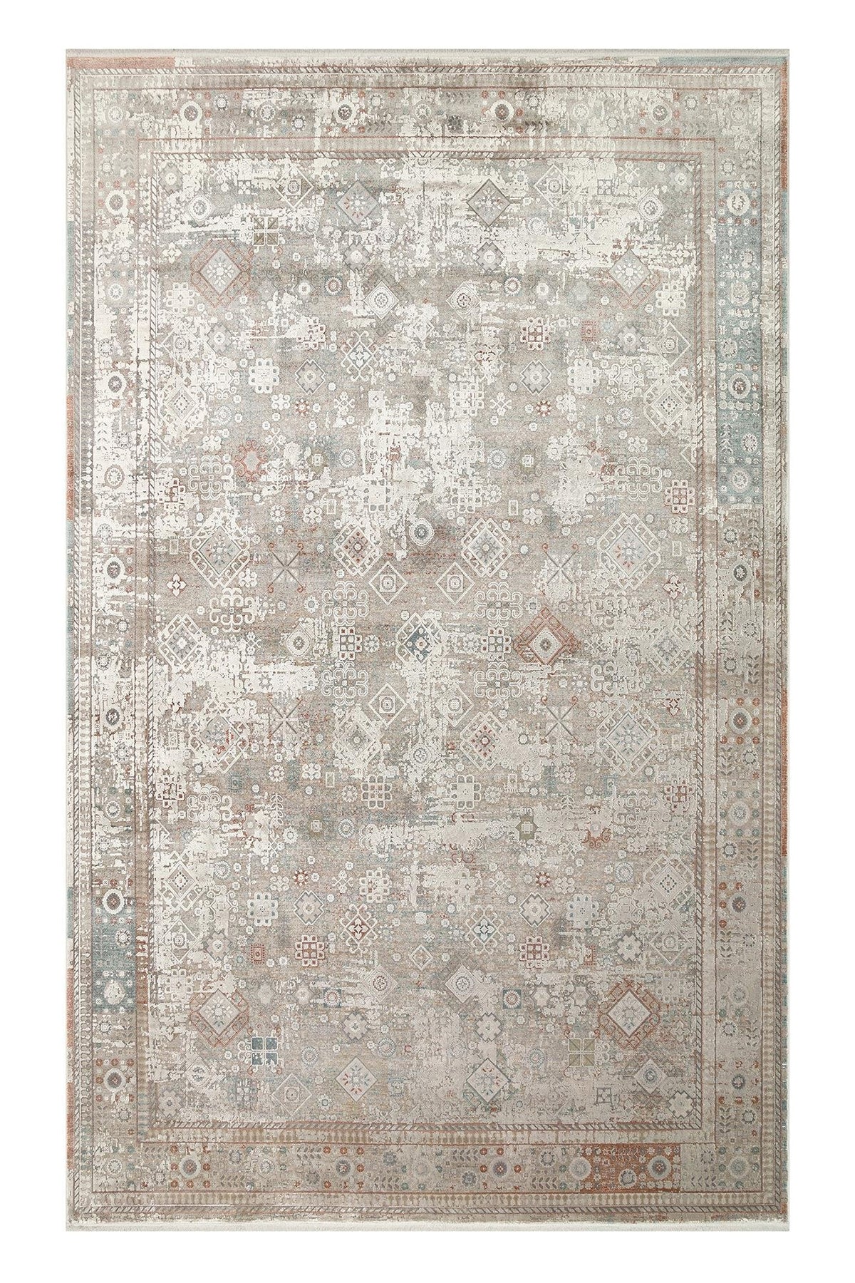 BBL 03 GREY - BABIL - Yumuşak Dokulu Vintage Sık Dokuma Salon Halısı