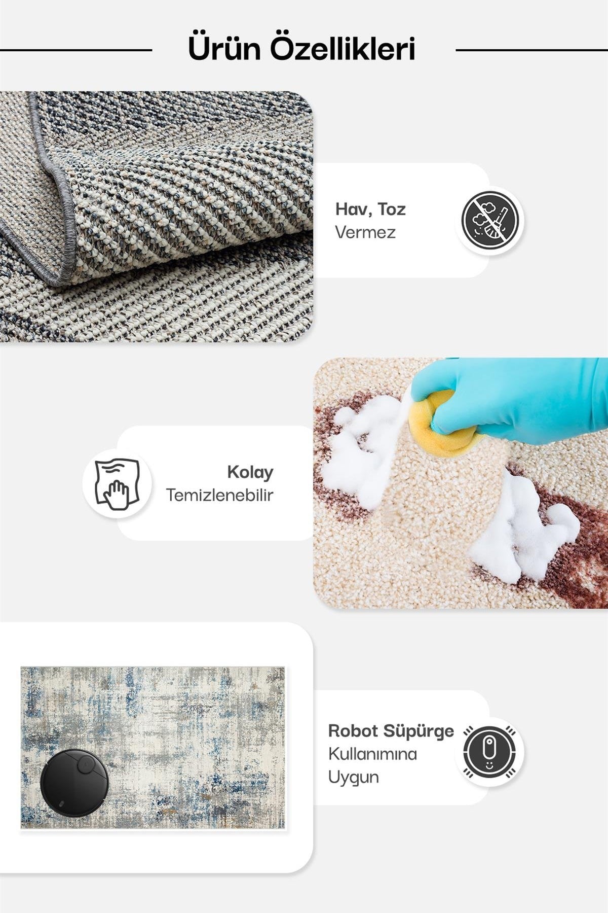 CZY 05 BEIGE - COZY - Hav Toz Vermez Modern Örgü Dokuma Makine Halısı