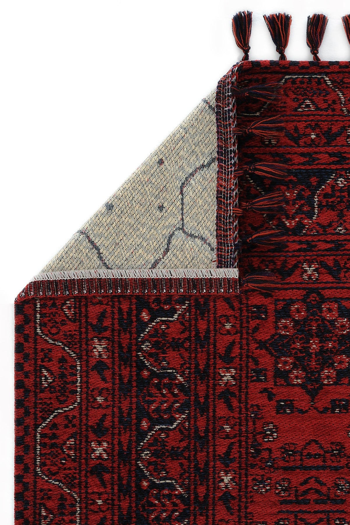BHR 02 RED / Yağcıbedir Desenli Hav Toz Vermez Yıkanabilir Kaymaz İnce Dokuma Halı