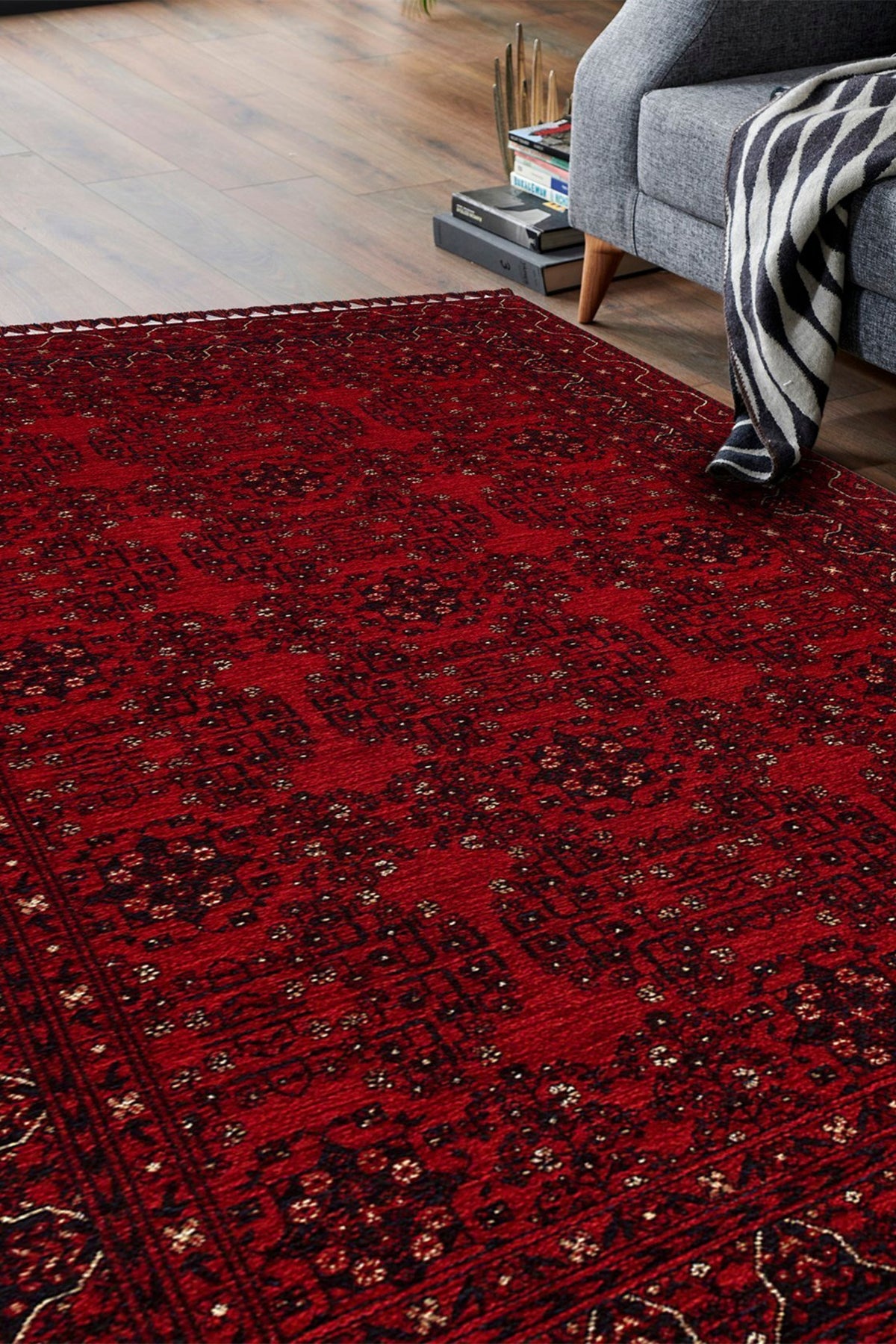 BHR 02 RED / Yağcıbedir Desenli Hav Toz Vermez Yıkanabilir Kaymaz İnce Dokuma Halı