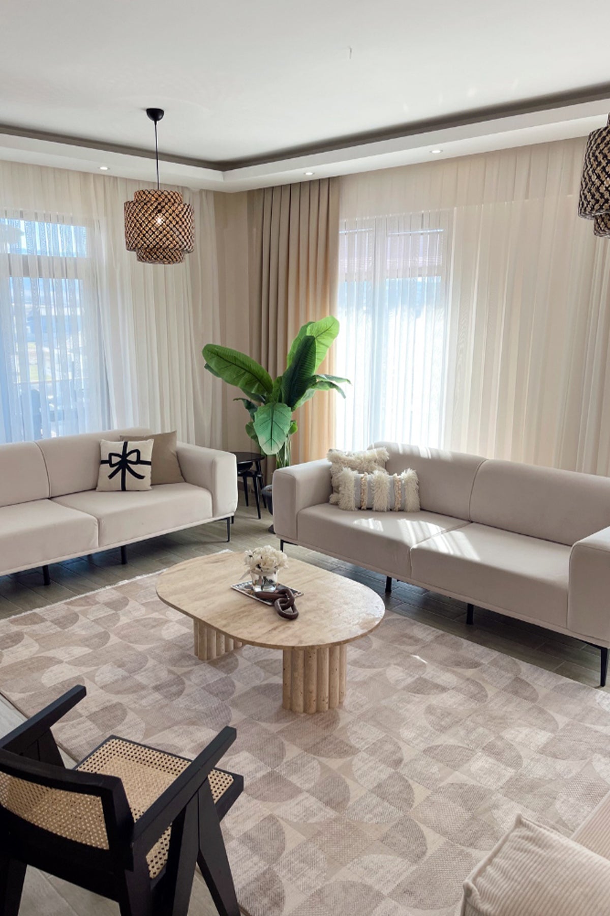 Truva 6622 Bej - Modern Akrilik Salon Halısı