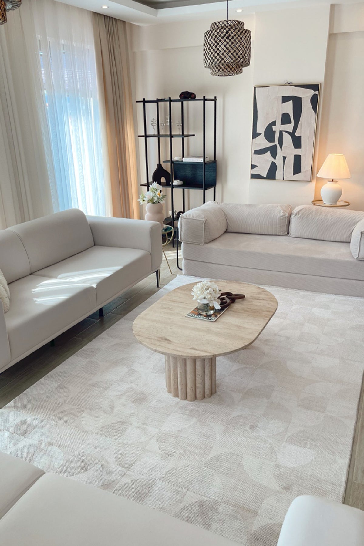 Truva 6622 Bej - Modern Akrilik Salon Halısı