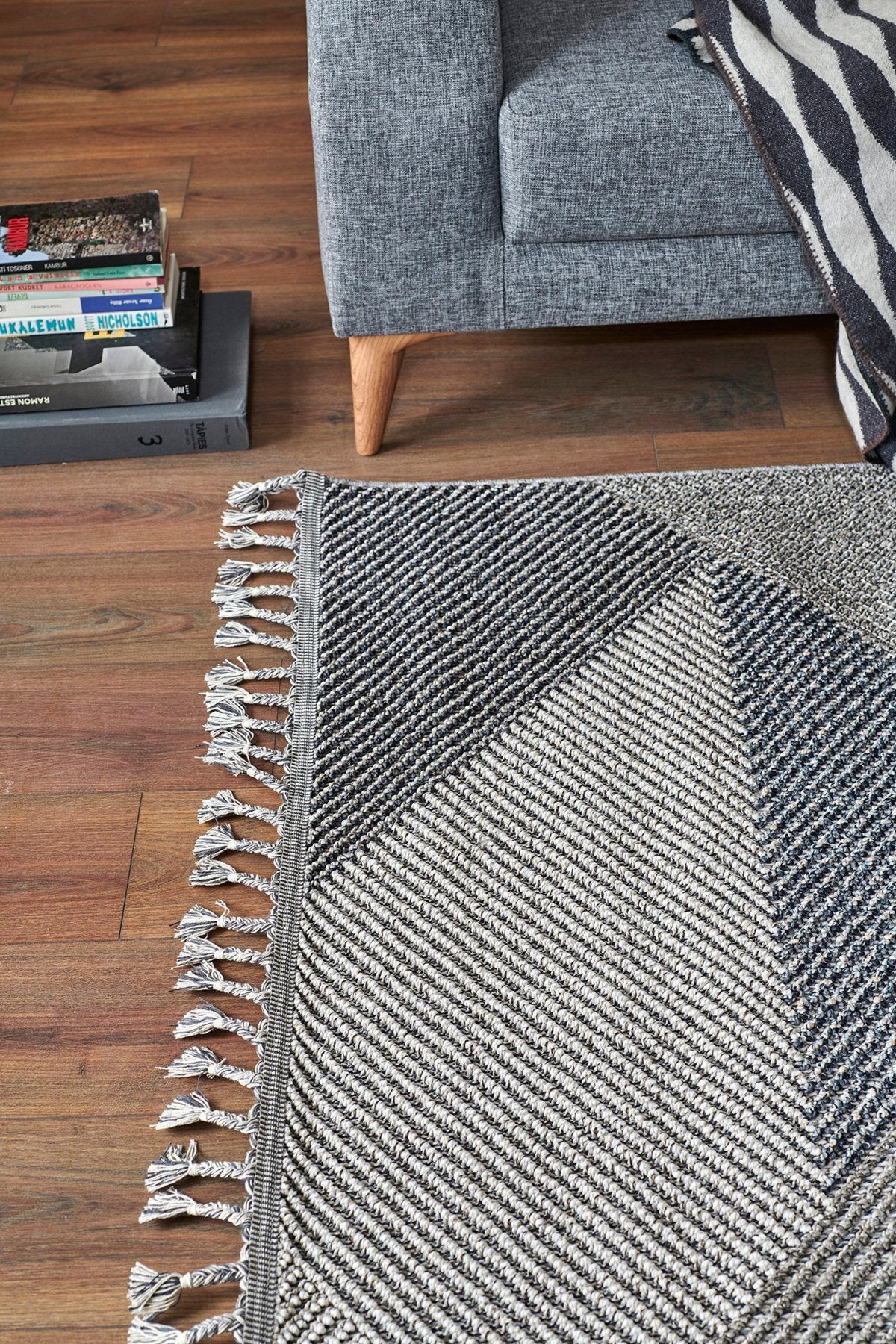 SH 08 GREY MULTY - SOHO - Hav Toz Vermez Hasır Dokuma Modern Makine Halısı