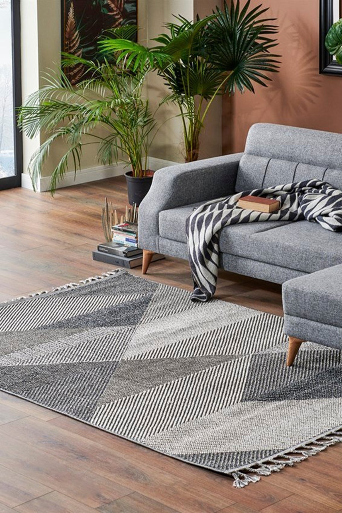 SH 08 GREY MULTY - SOHO - Hav Toz Vermez Hasır Dokuma Modern Makine Halısı