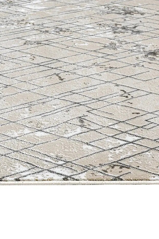 Nadide Serisi 1067 Gri Mikrofiber, Modern Yumuşak ve Antibakteriyel Makine Halısı