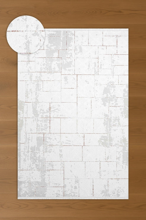 Hermes Nemi HU04A Krem Bej Geometik Desenli Halı