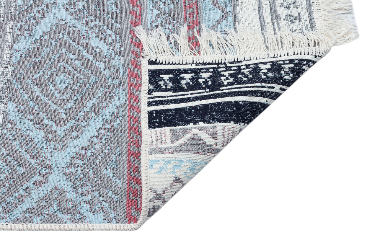 AR 04 PINK AQUA - ARYA - Yıkanabilir Çift Taraflı Modern Desenli Dokuma Kilim