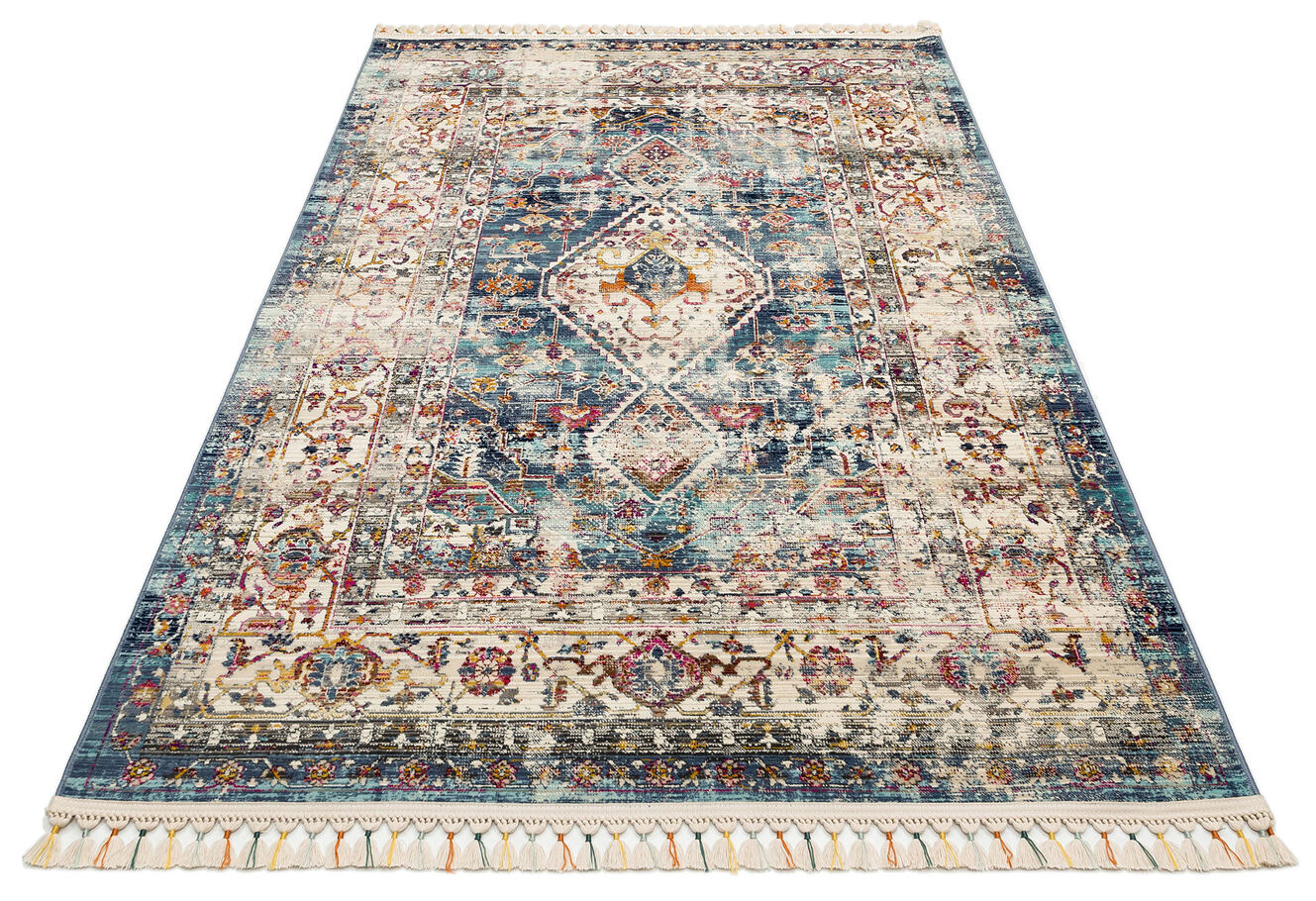 PR 05 MULTY - PETRA - Hav Toz Vermez Etnik ve Modern Desenli Renkli Saçaklı Halı