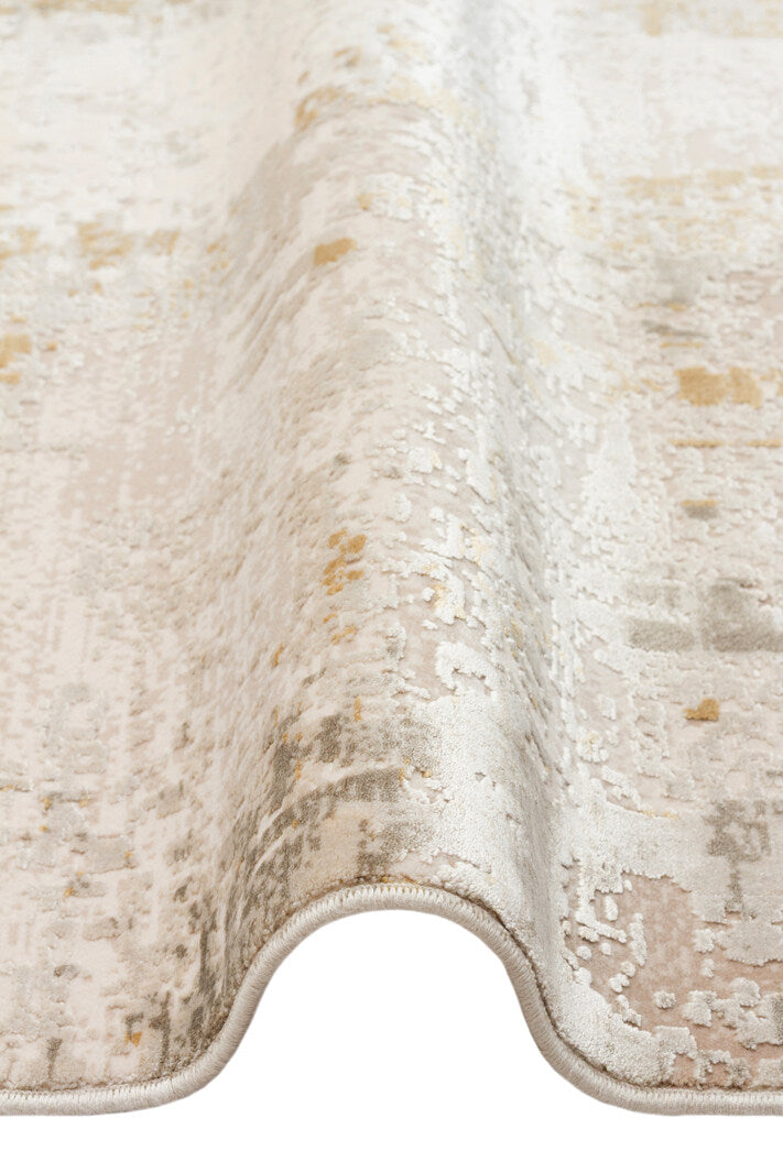FRESCO XW FS 34 Krem Altın - Eskitme Dokulu Işıltılı Salon Halısı