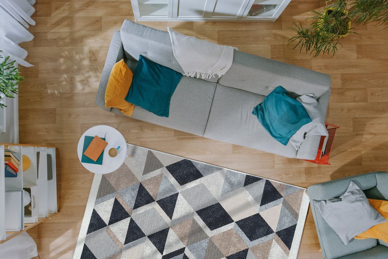 Arya AR 10 Bej Siyah - Yıkanabilir Çift Taraflı Modern Dokuma Kilim