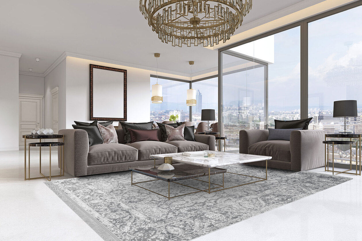 ST 02 GREY XW - SATEEN - Hav Toz Vermez Yıkanabilir Kaymaz İnce Dokuma Modern Halı