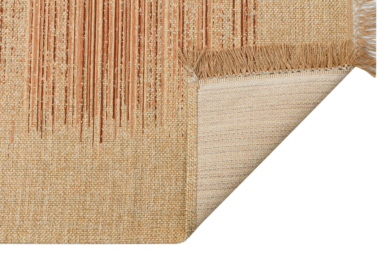 BRK 02 NATURAL BEIGE - BROOKLYN - Hasır Görünümlü Kaymaz Renkli Dokuma Modern Kilim